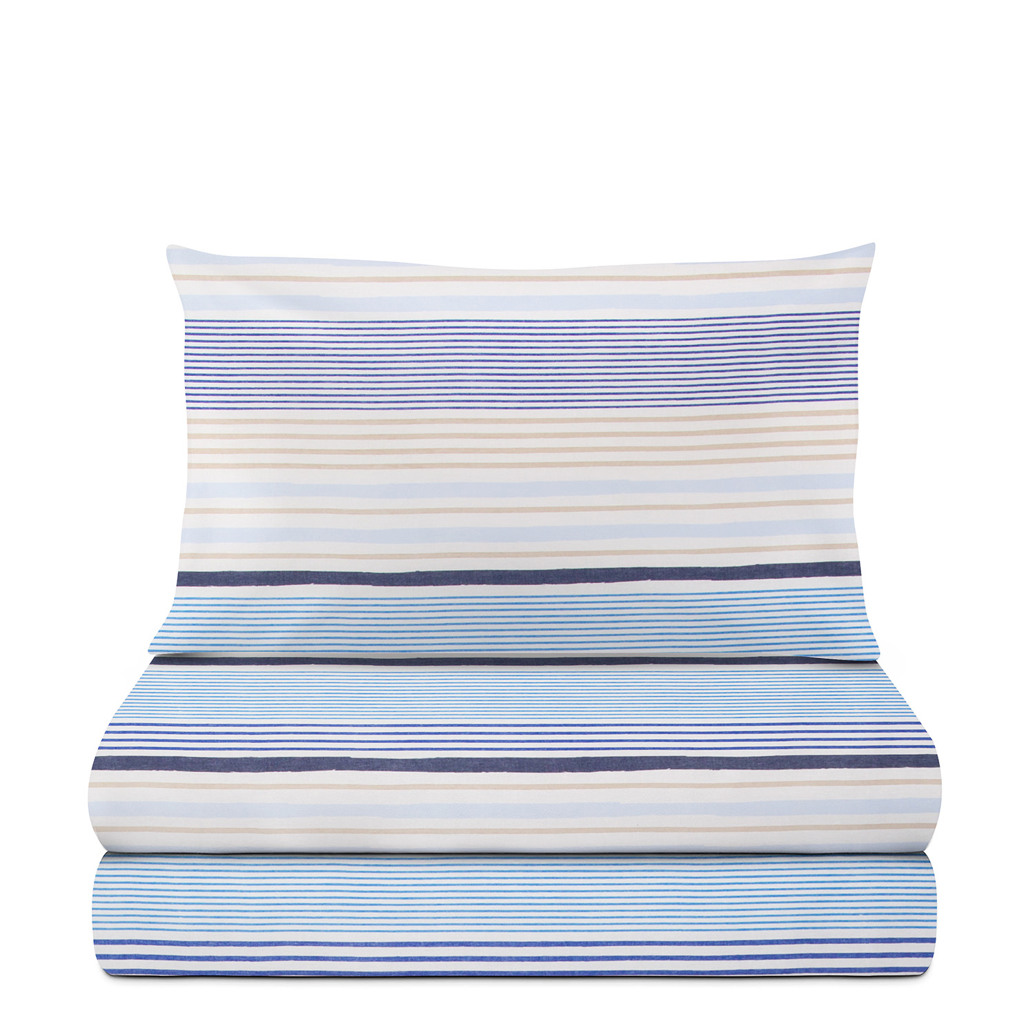 Completo letto singolo righe blu azzurre