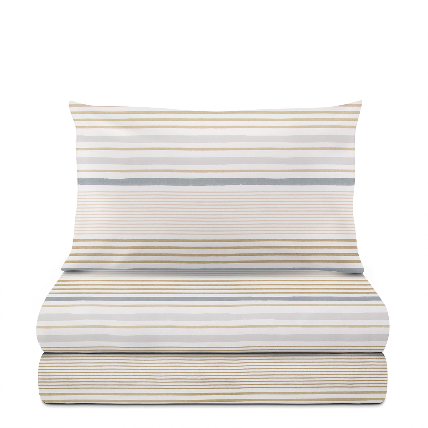 Completo letto singolo righe beige grigie