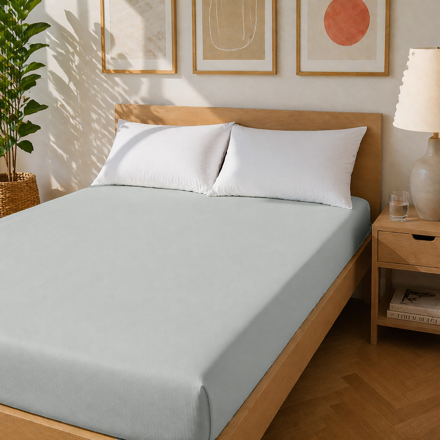 Lenzuolo matrimoniale con angoli cotone tinta unita grigio