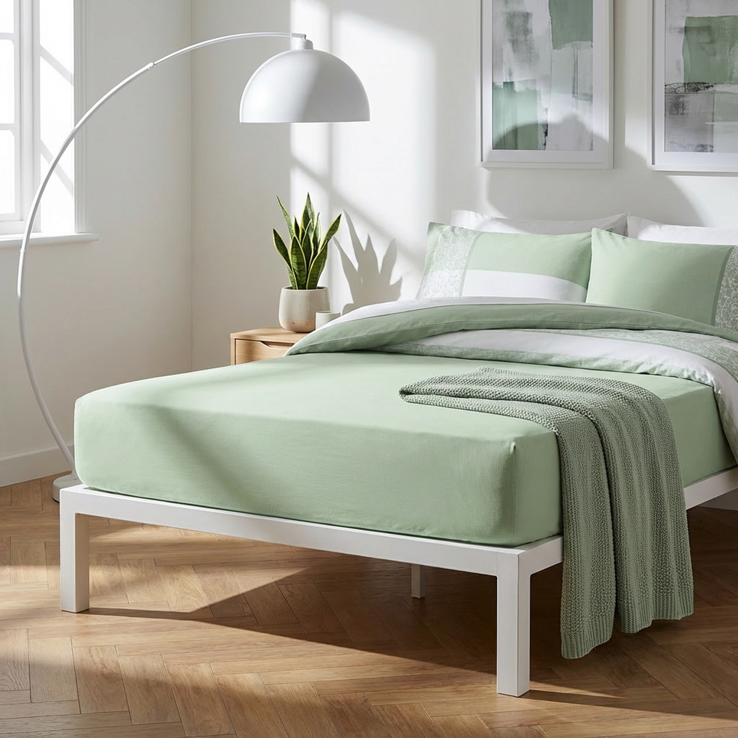 Lenzuolo 1 piazza e mezza con angoli cotone tinta unita verde