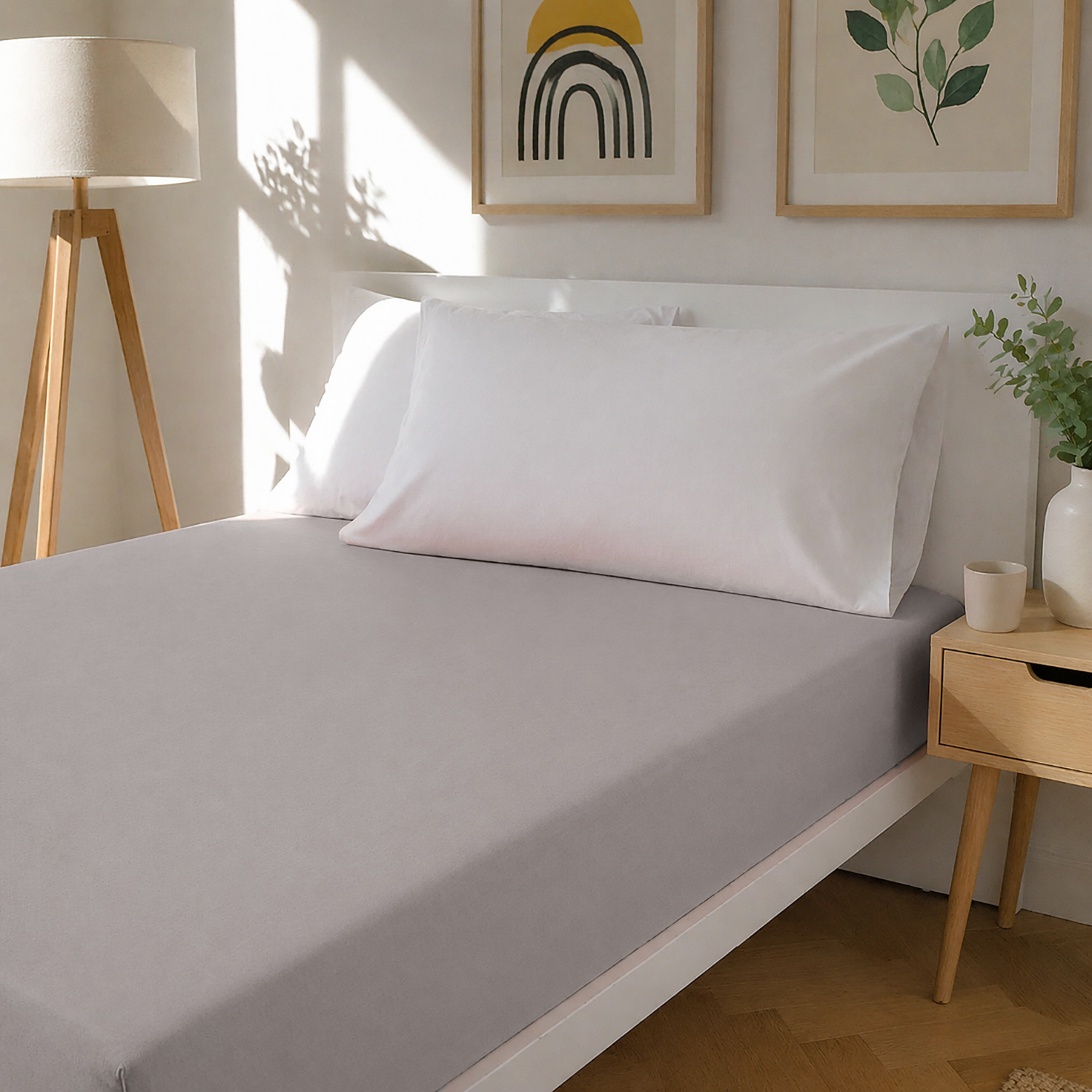 Lenzuolo 1 piazza e mezz con angoli cotone tinta unita grigio