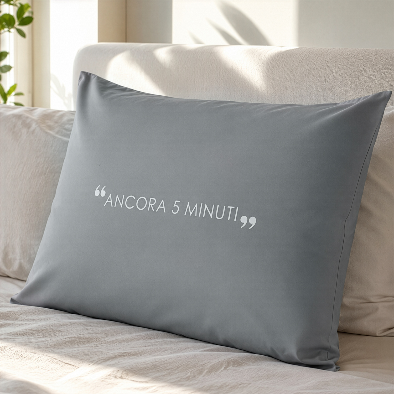Federa in cotone scritta Quotes antracite