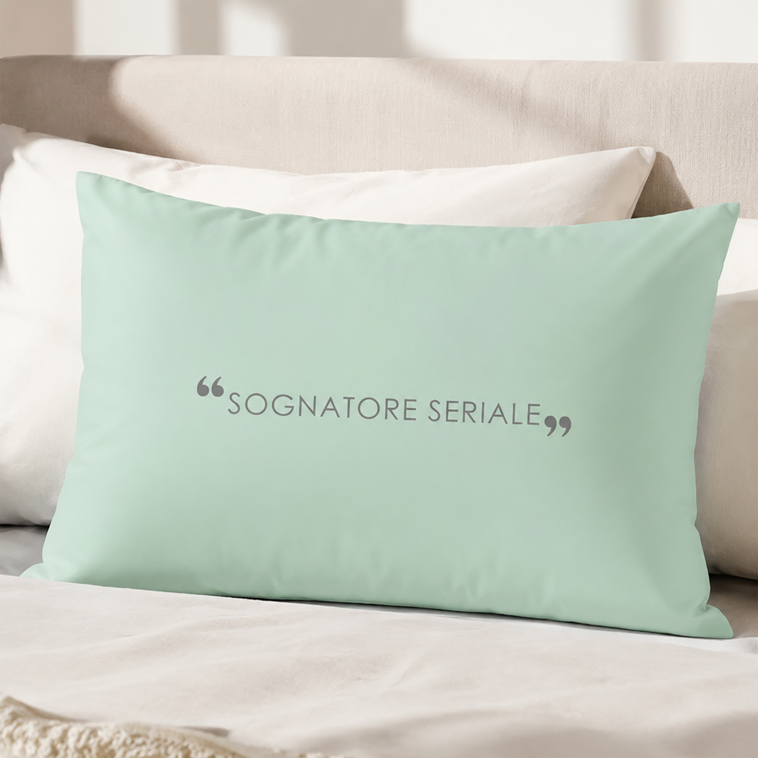 Federa in cotone scritta Quotes verde