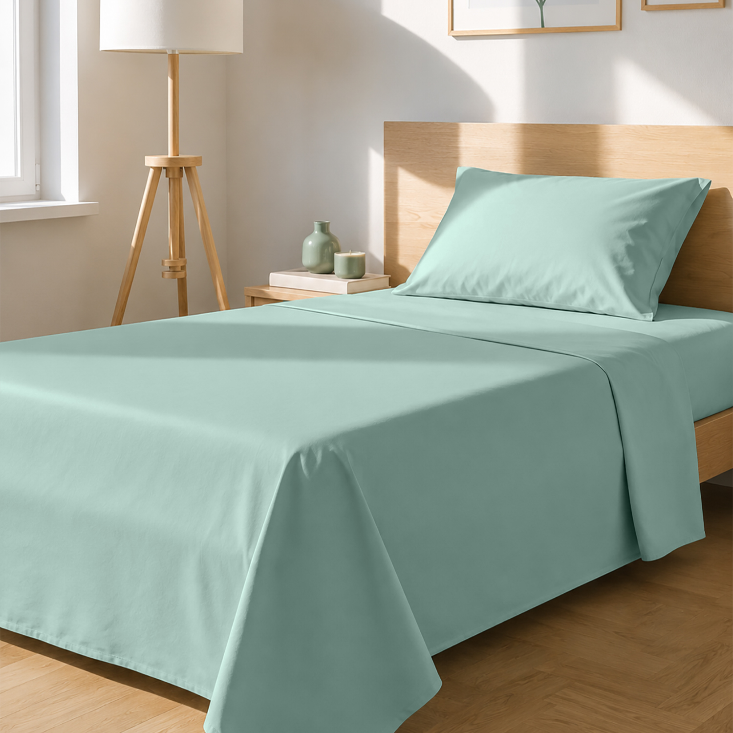 Completo letto 1 piazza e mezza tinta unita verde