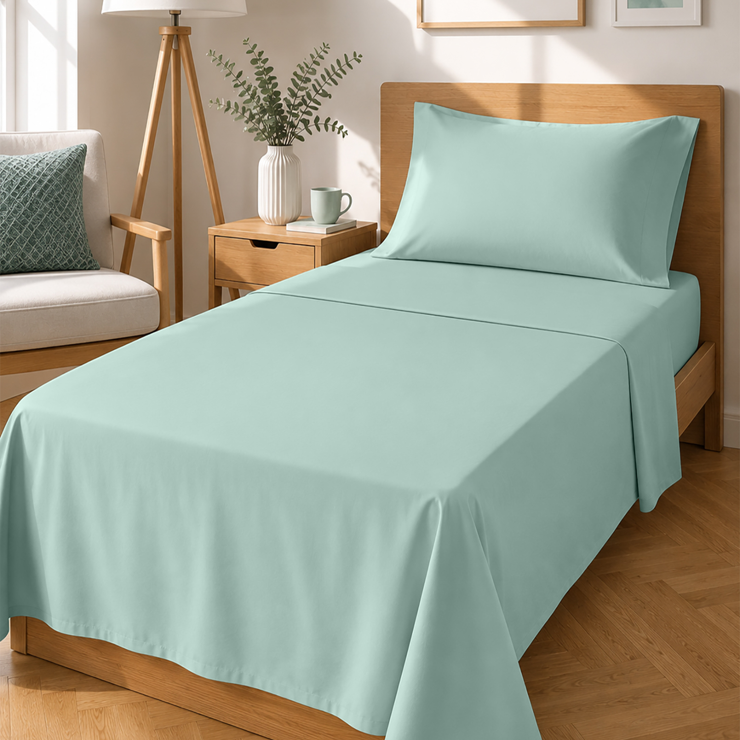 Completo letto singolo tinta unita verde