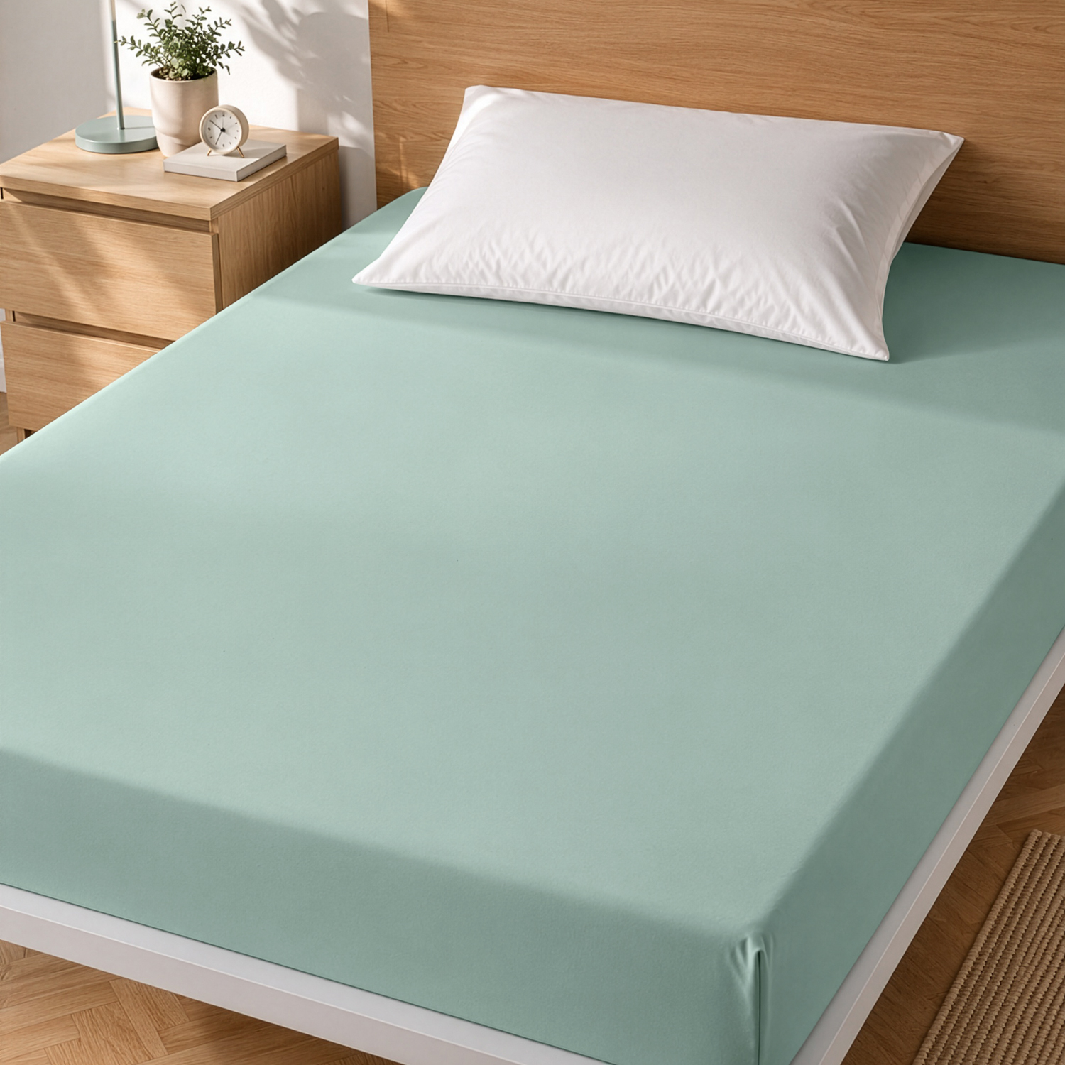Lenzuolo 1 piazza e mezza con angoli elasticizzati cotone verde
