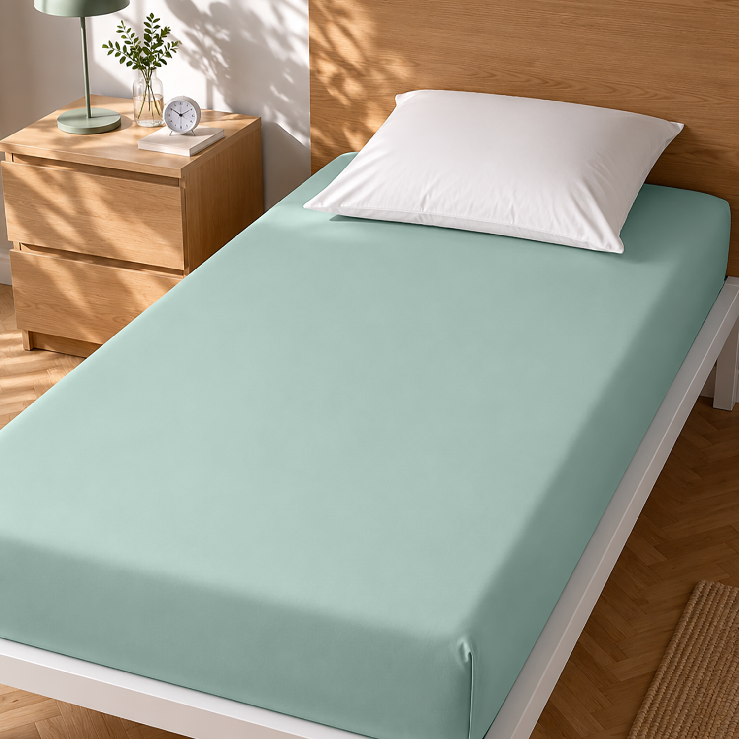 Lenzuolo singolo con angoli elasticizzati cotone verde