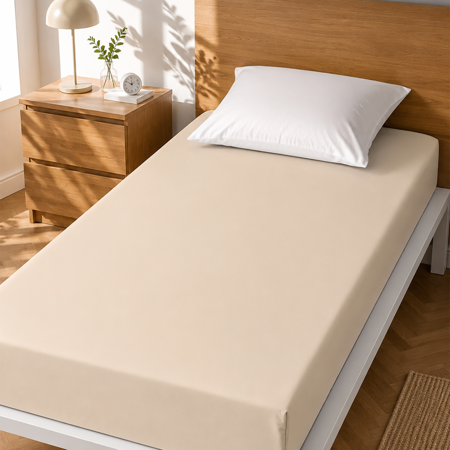 Lenzuolo singolo con angoli elasticizzati cotone beige