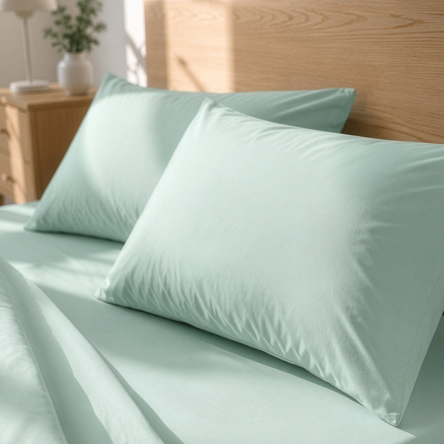 Coppia federe cotone verde