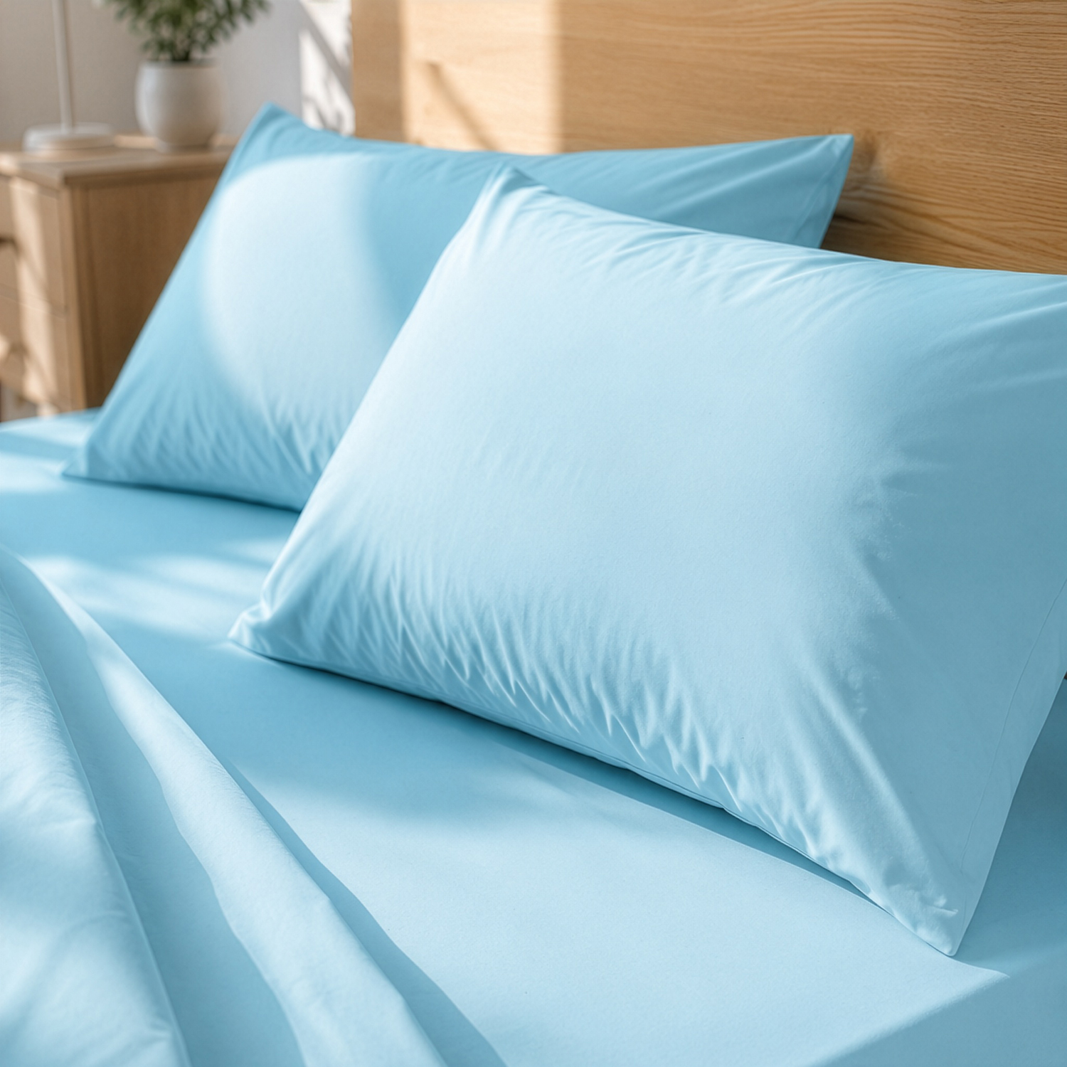 Coppia federe cotone azzurro