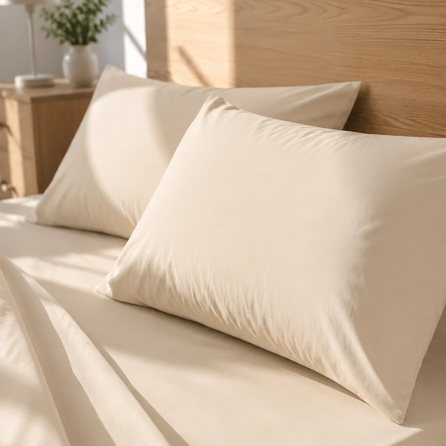 Coppia federe cotone beige