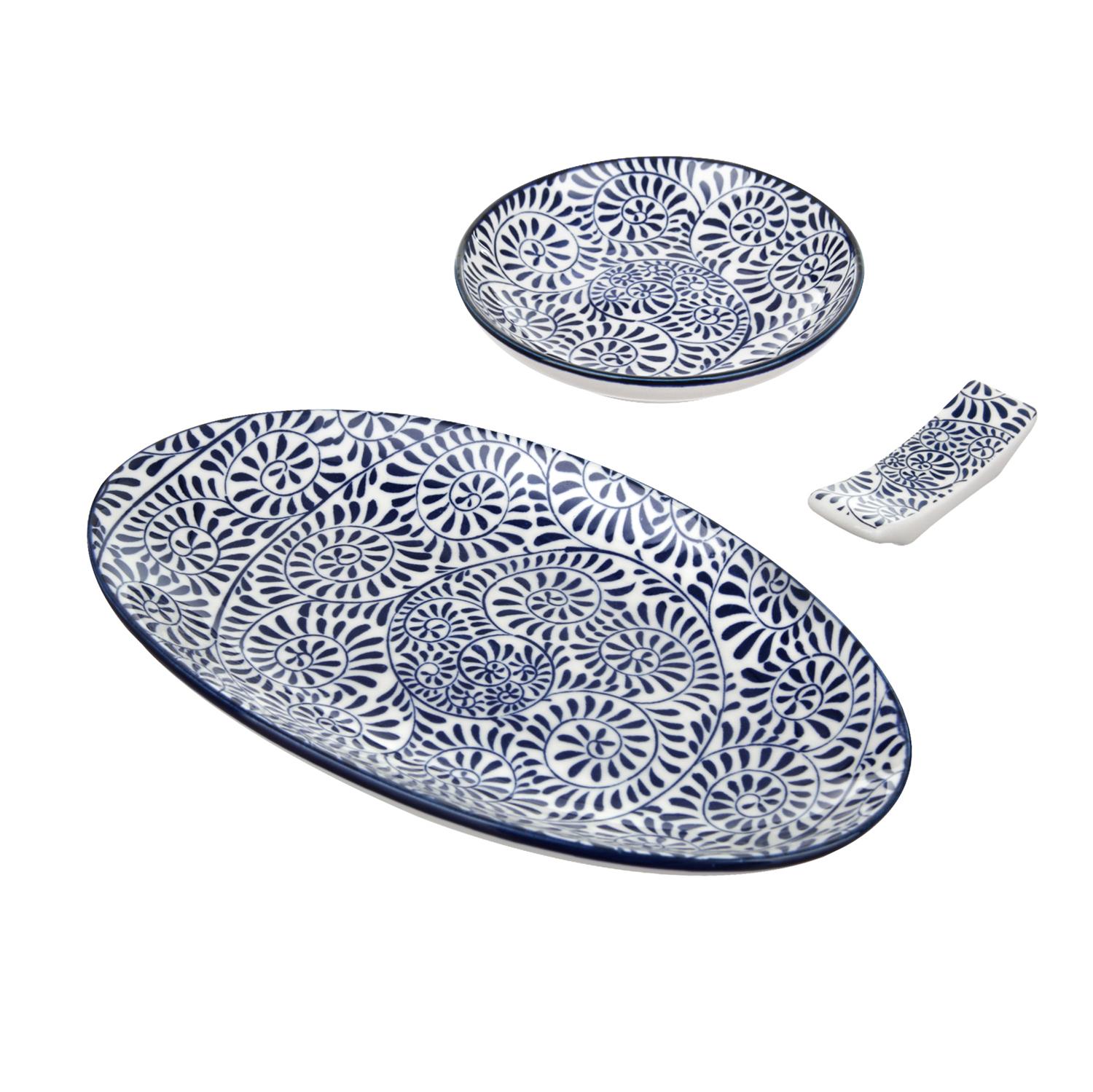 Set sushi 3 pezzi con decori blu Sushiko