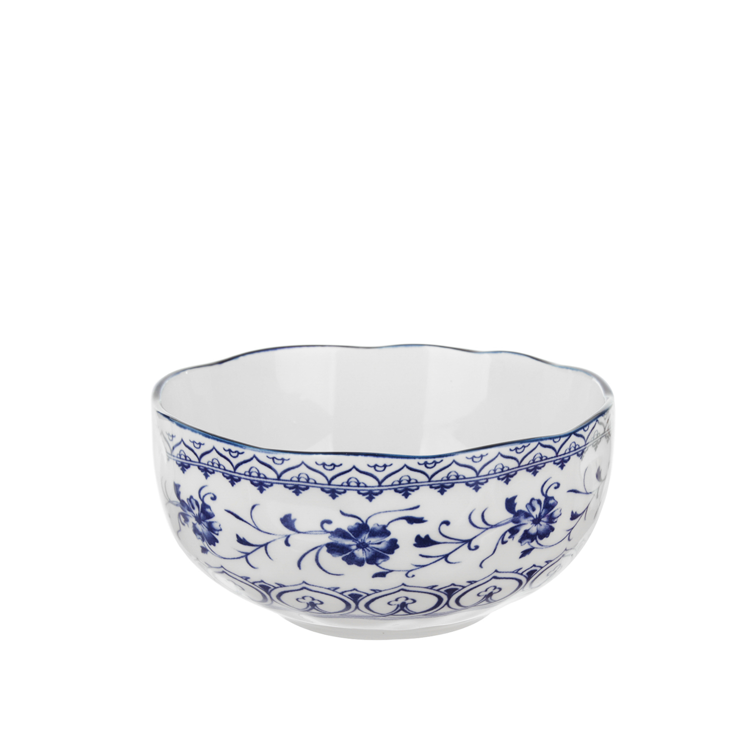 Ciotola in ceramica fiori blu orientali 15,3x7,2cm Sushiko