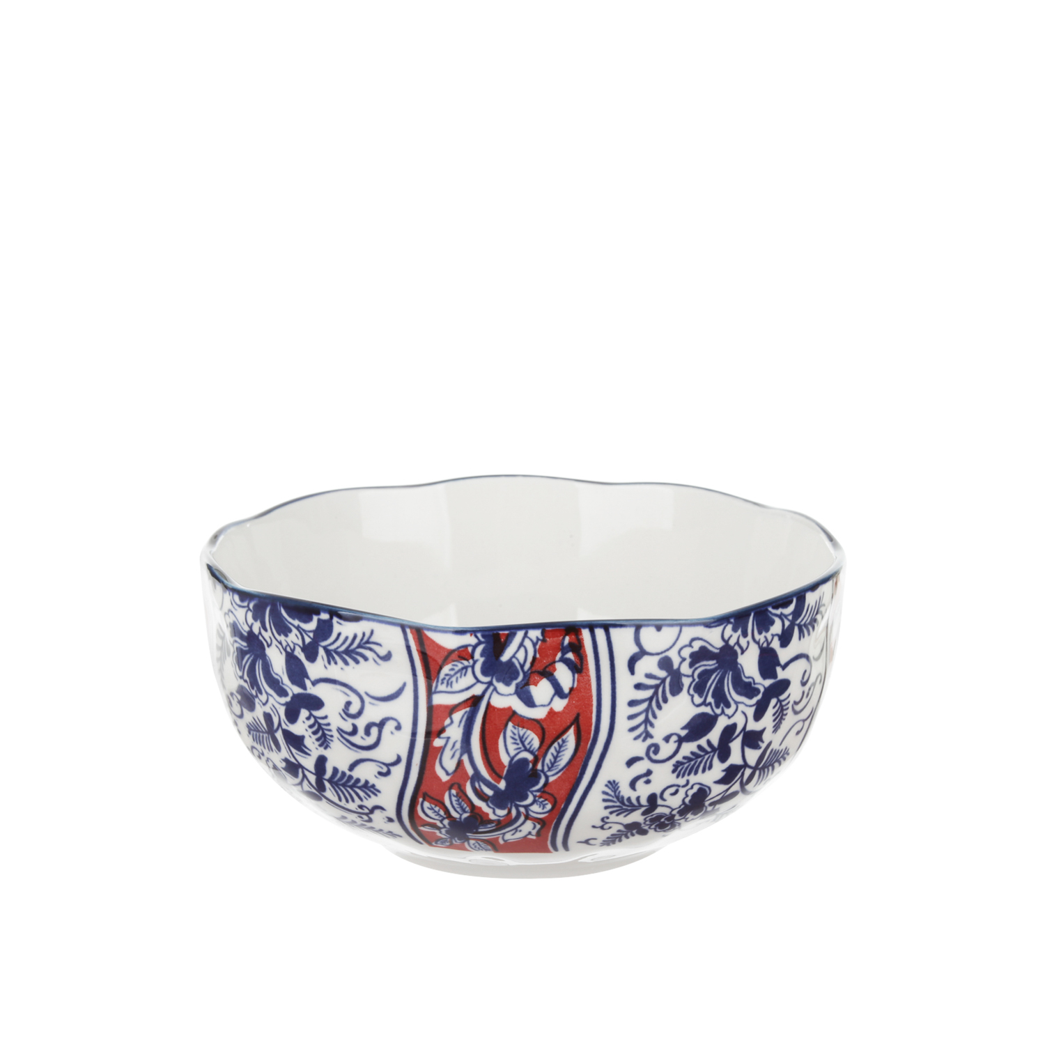 Ciotola in ceramica decori blu rossi orientali 15,3x7,2cm Sushiko