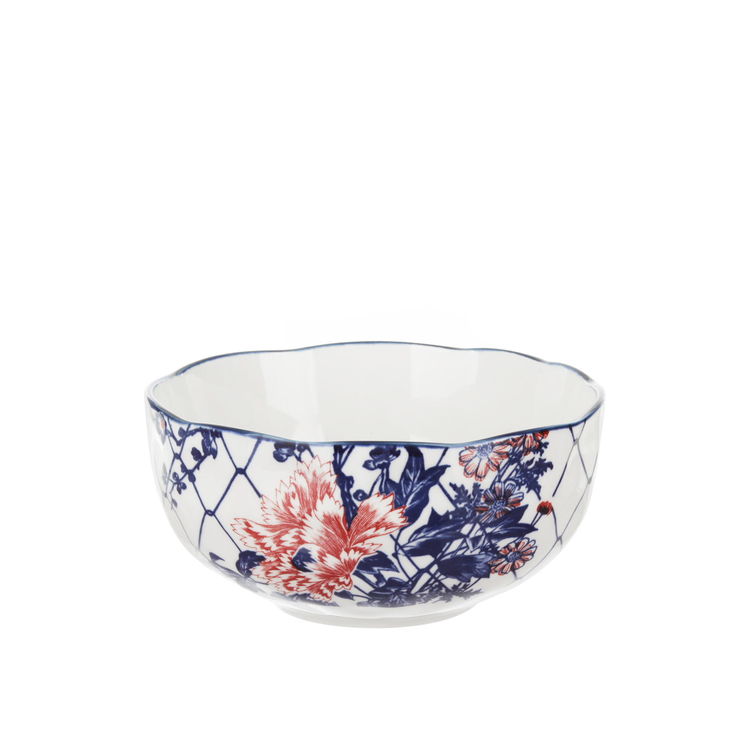 Ciotola in Ceramica Fiori Rossi Orientali Sushiko 15,3x7,2cm