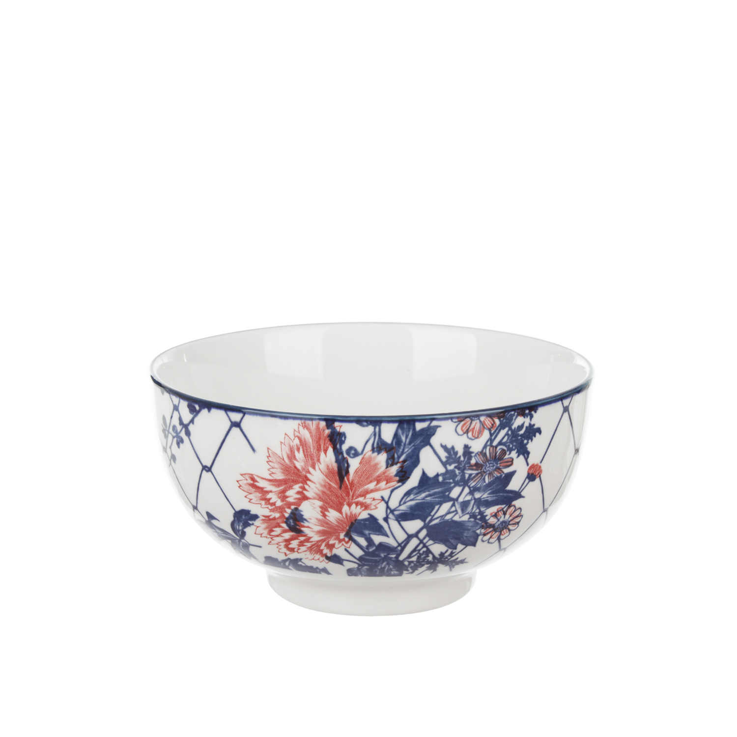 Ciotola in ceramica fiori rossi orientali 16x9 cm Sushiko