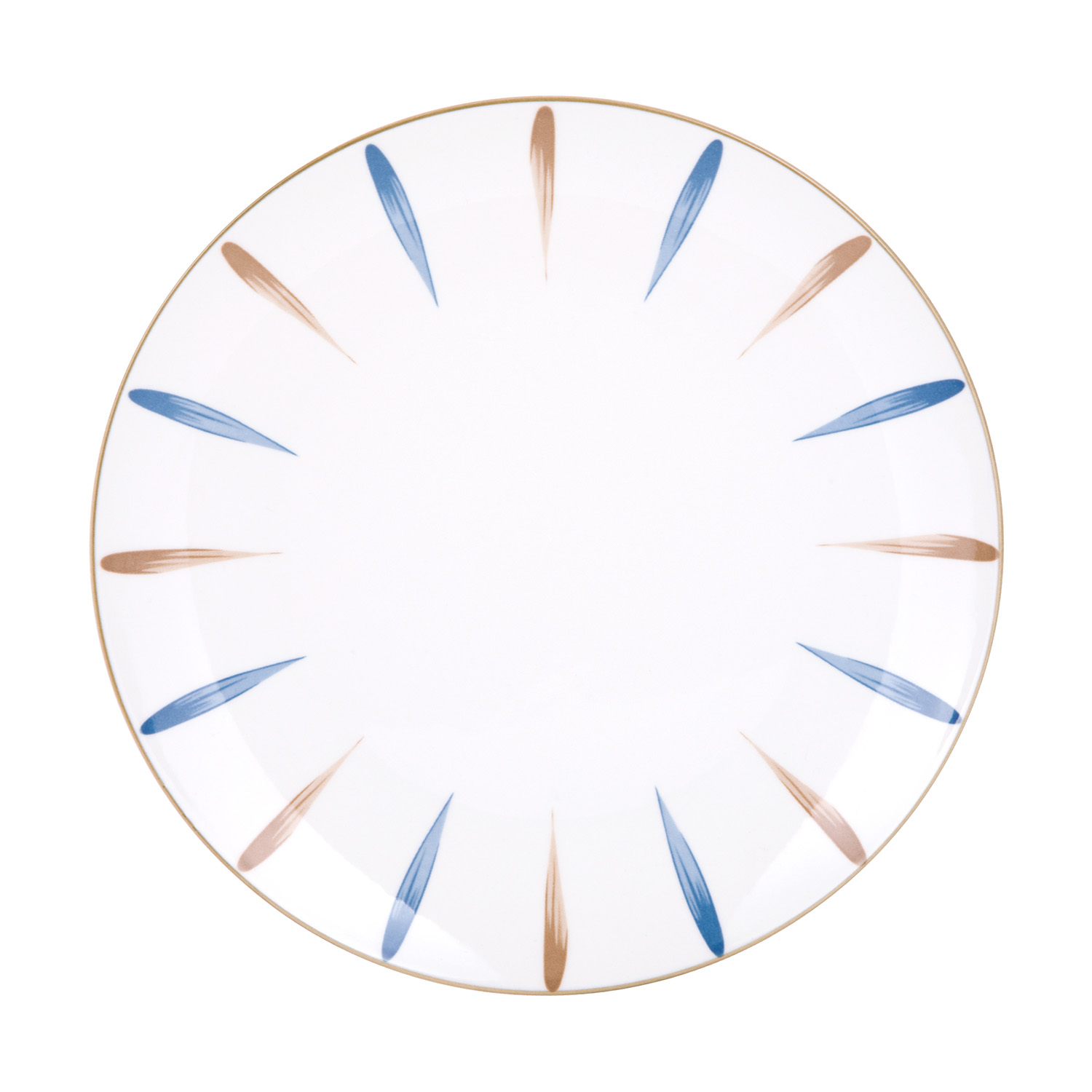 Piatto piano in Porcellana pennellato blu marrone 26,7 cm Petali