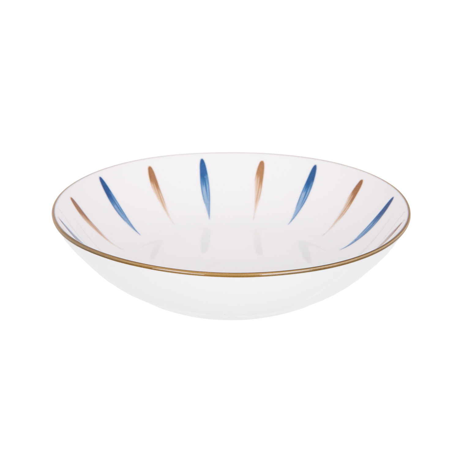 Piatto fondo in Porcellana pennellato blu marrone 20,2 cm Petali