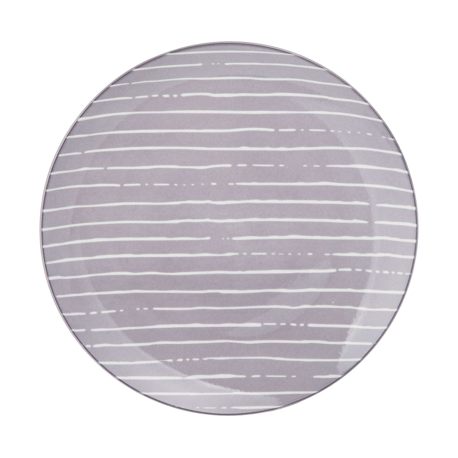 Piatto piano grigio righe bianche porcellana Mix e Match