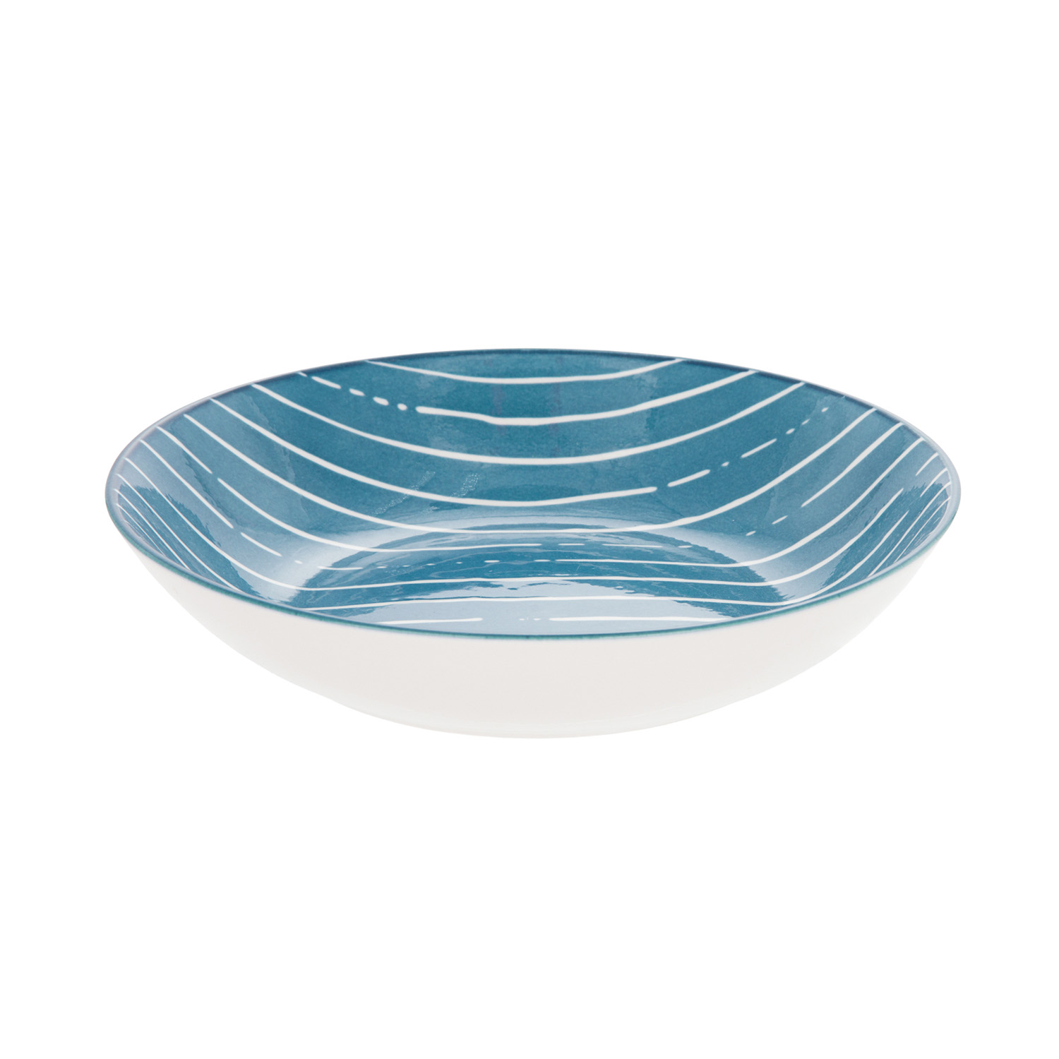 Piatto fondo blu righe bianche porcellana Mix e Match