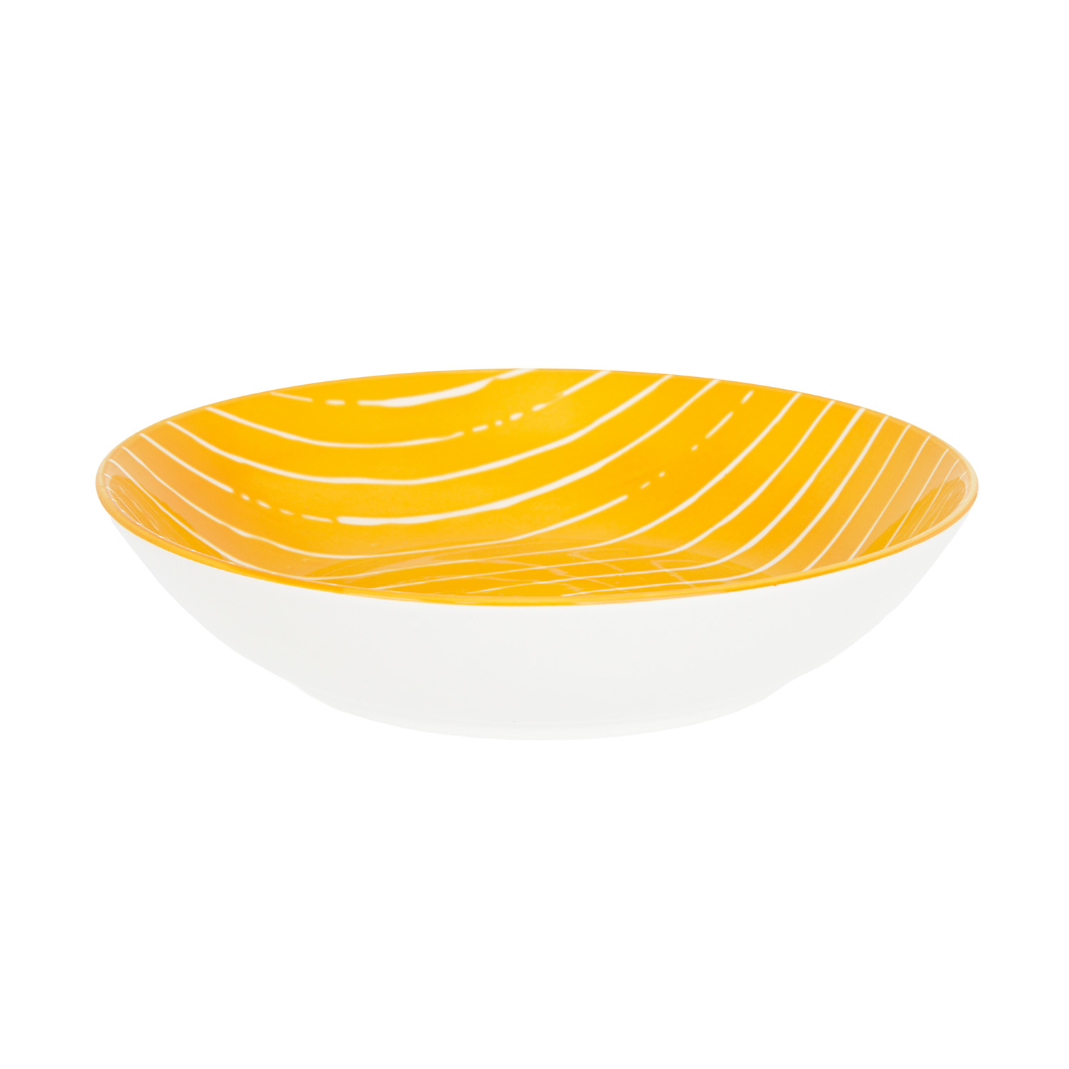 Piatto fondo giallo righe bianche porcellana Mix e Match