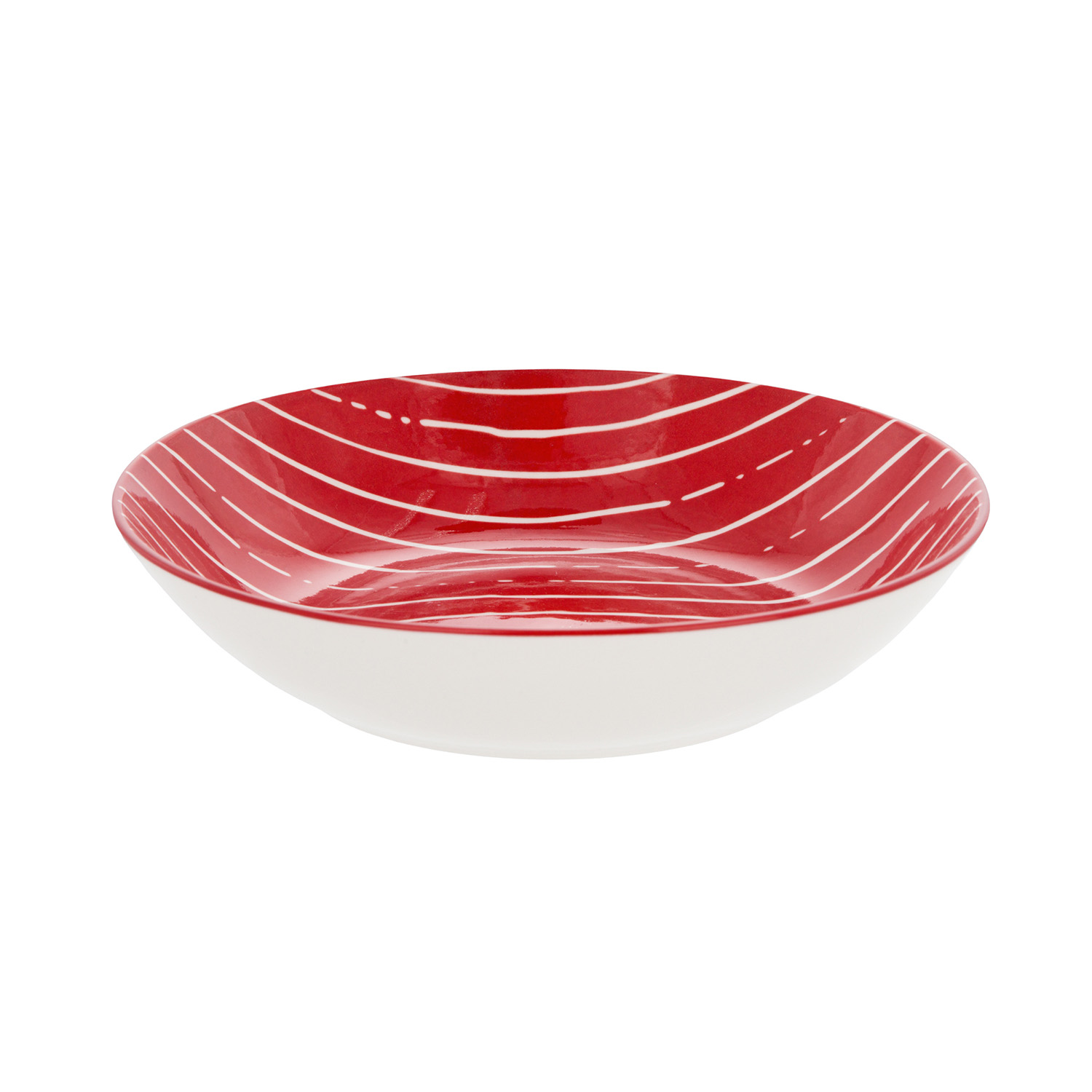 Piatto fondo rosso righe bianche porcellana Mix e Match
