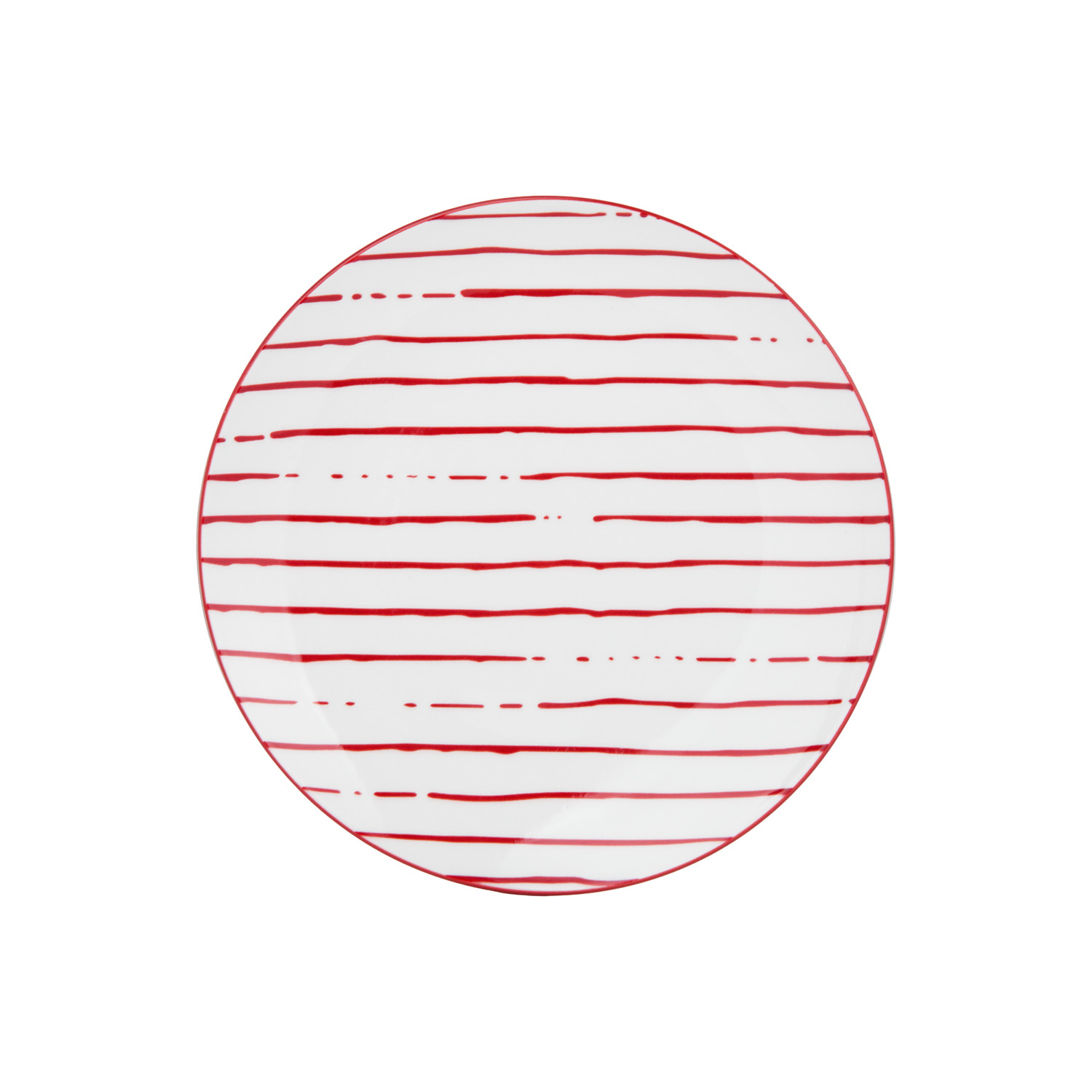 Piatto frutta bianco righe rosse porcellana Mix e Match