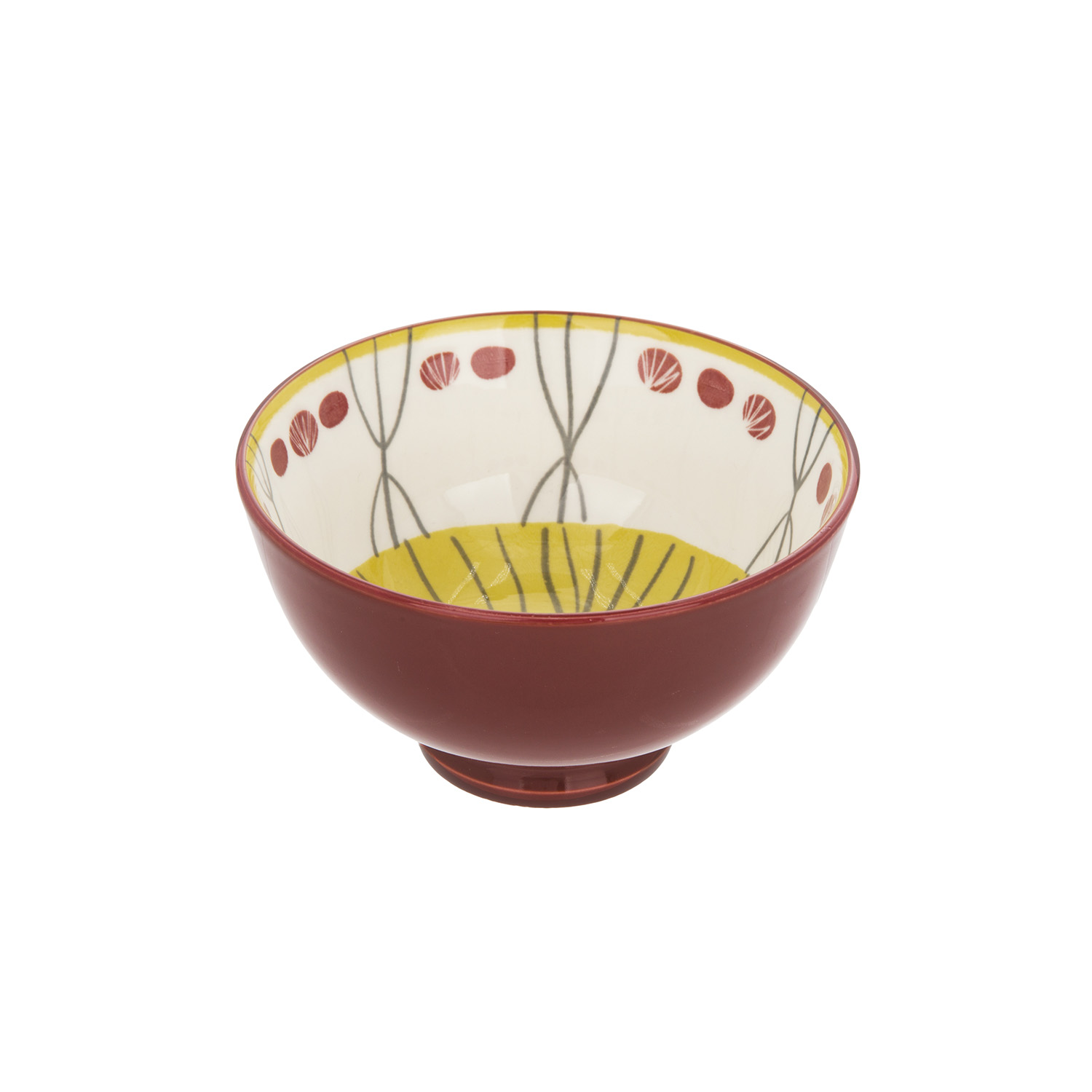 Ciotola decoro giallo rosso stoneware 11 cm Tages