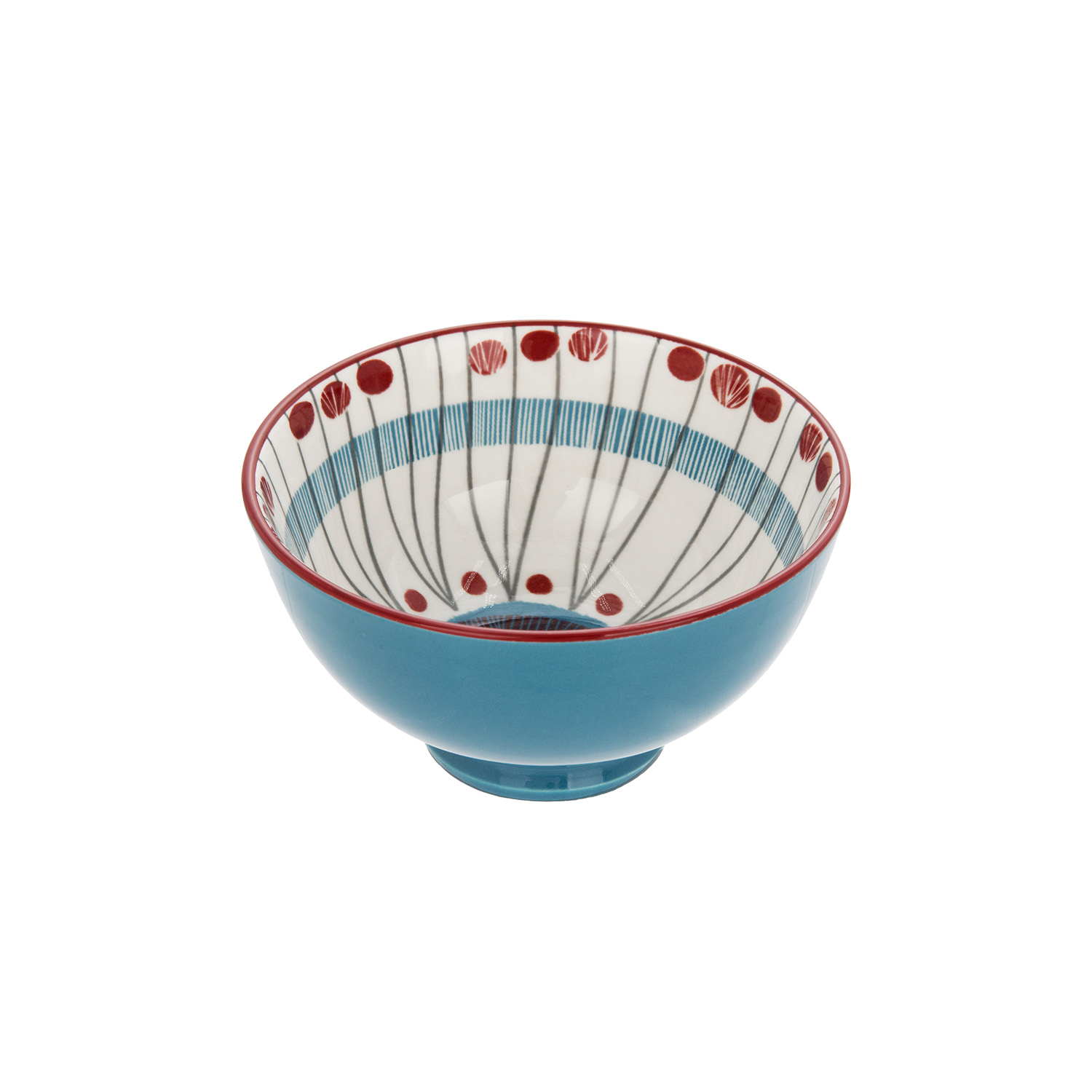 Ciotola decoro rosso celeste stoneware 11 cm Tages