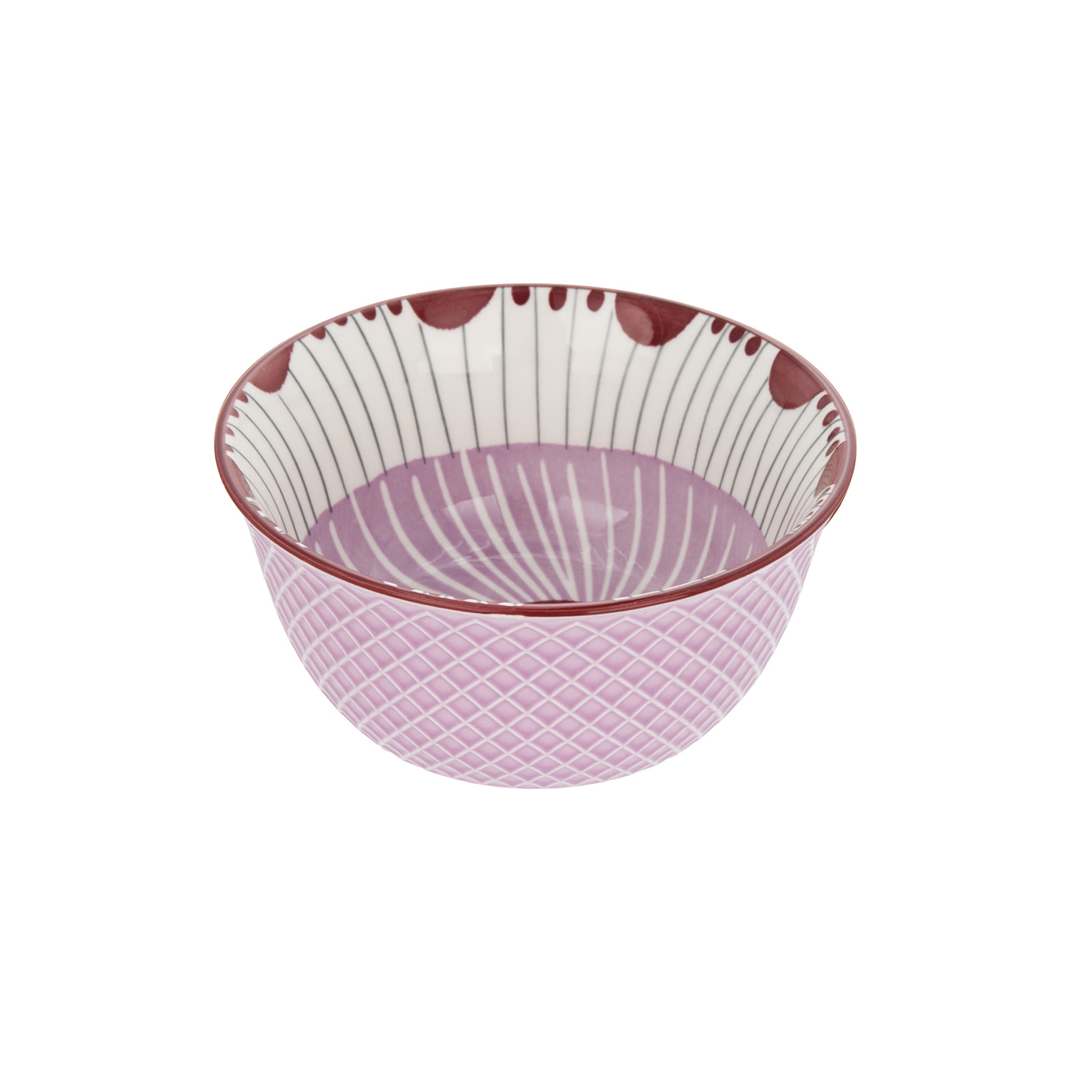 Ciotola decoro rosso lilla stoneware 12 cm Tages