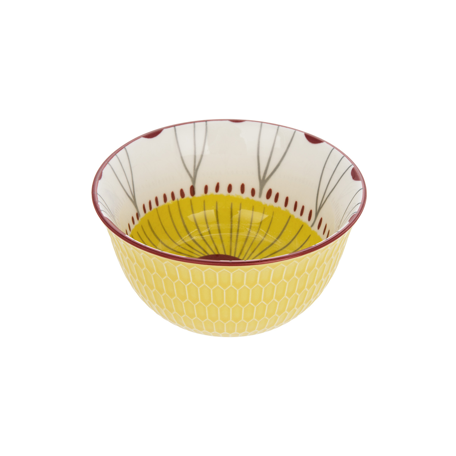 Ciotola decoro giallo rosso stoneware 12 cm Tages
