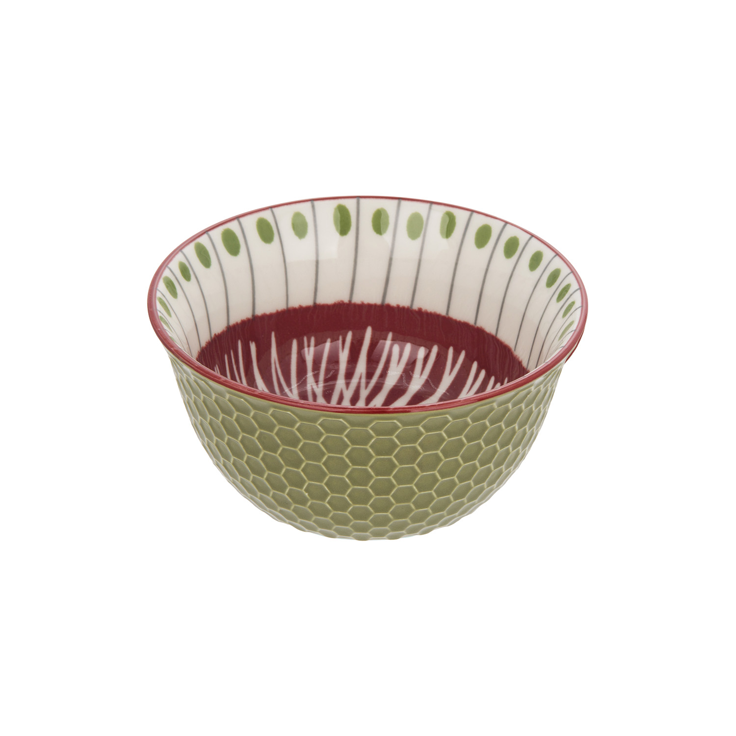 Ciotola decoro rosso verde stoneware 12 cm Tages