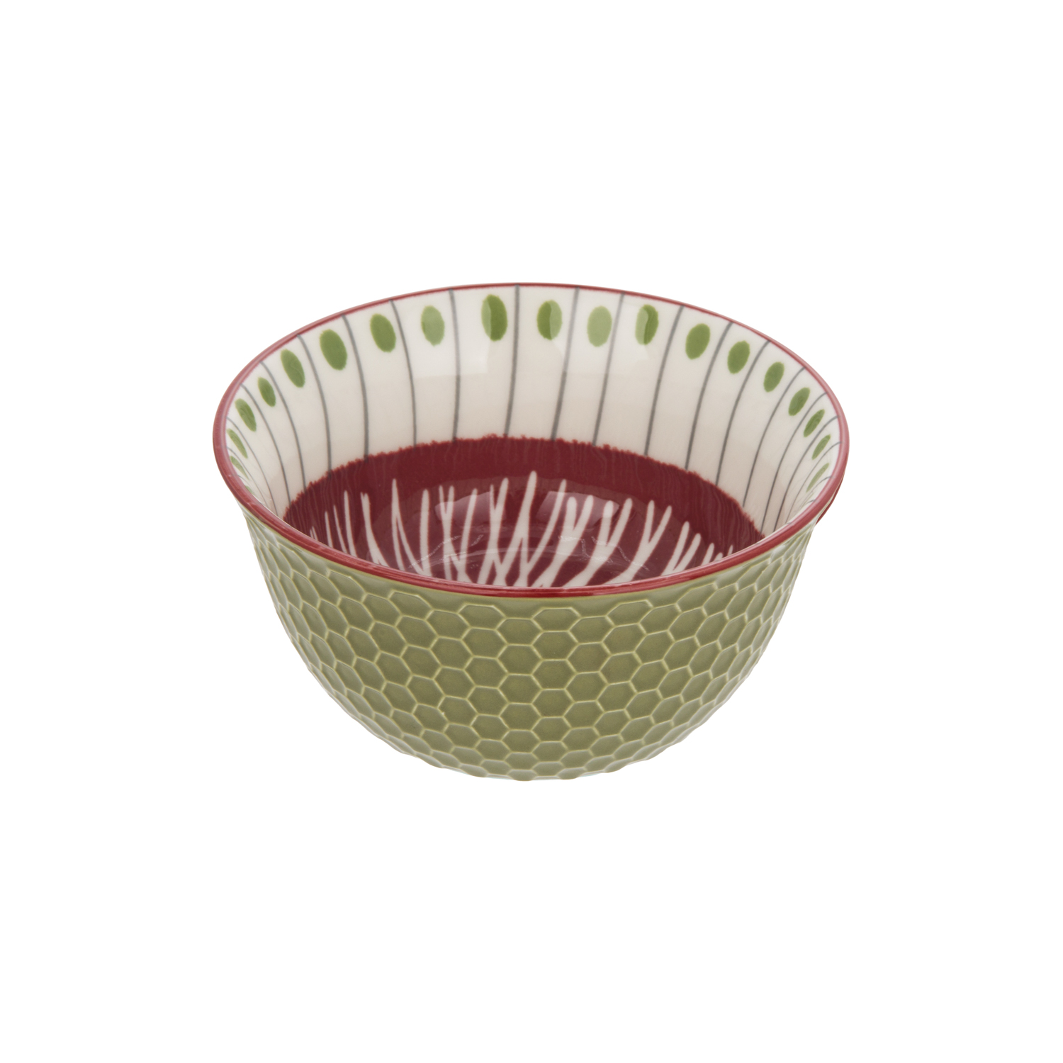 Ciotola decoro rosso verde stoneware 12 cm Tages