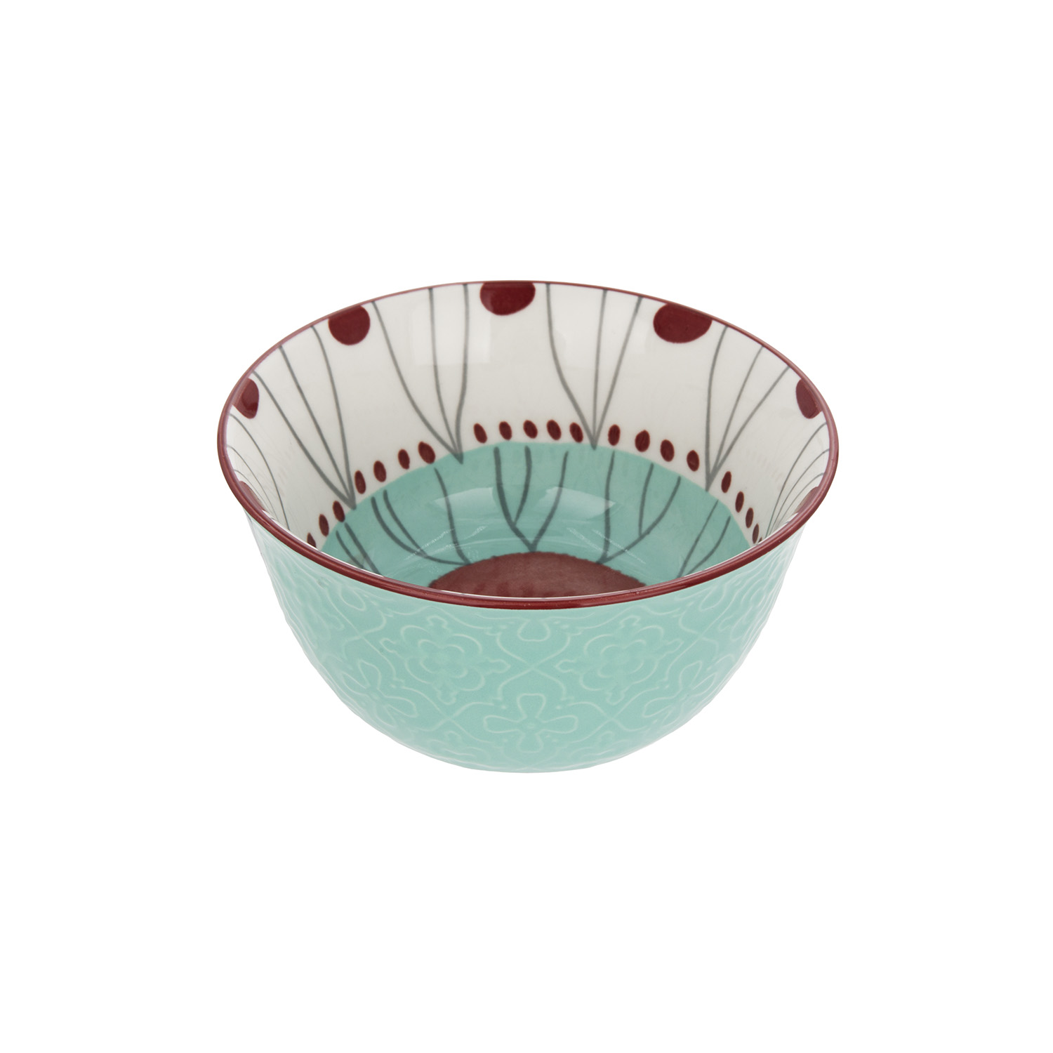 Ciotola decoro rosso azzurro stoneware 12 cm Tages