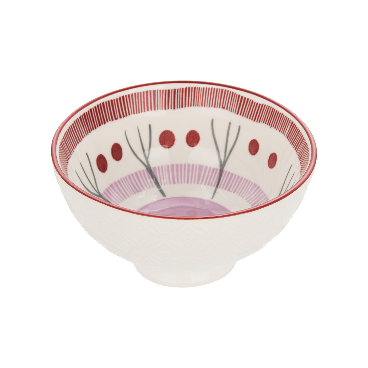 Ciotola decoro rosso lilla stoneware 12,5 cm Tages