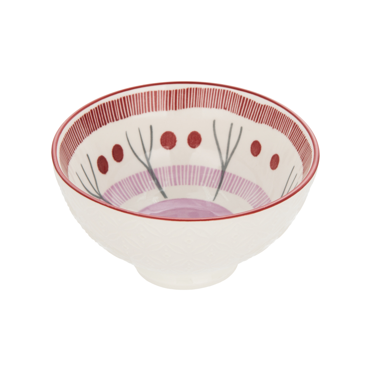 Ciotola decoro rosso lilla stoneware 12,5 cm Tages