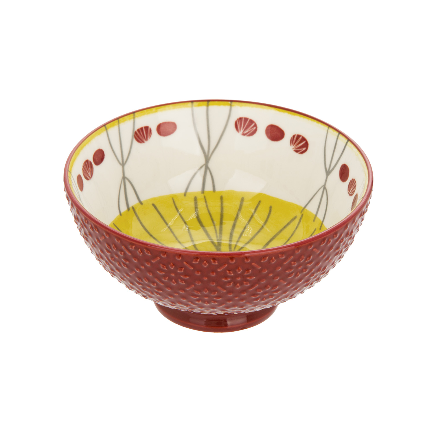 Ciotola decoro rosso giallo stoneware 12,5 cm Tages