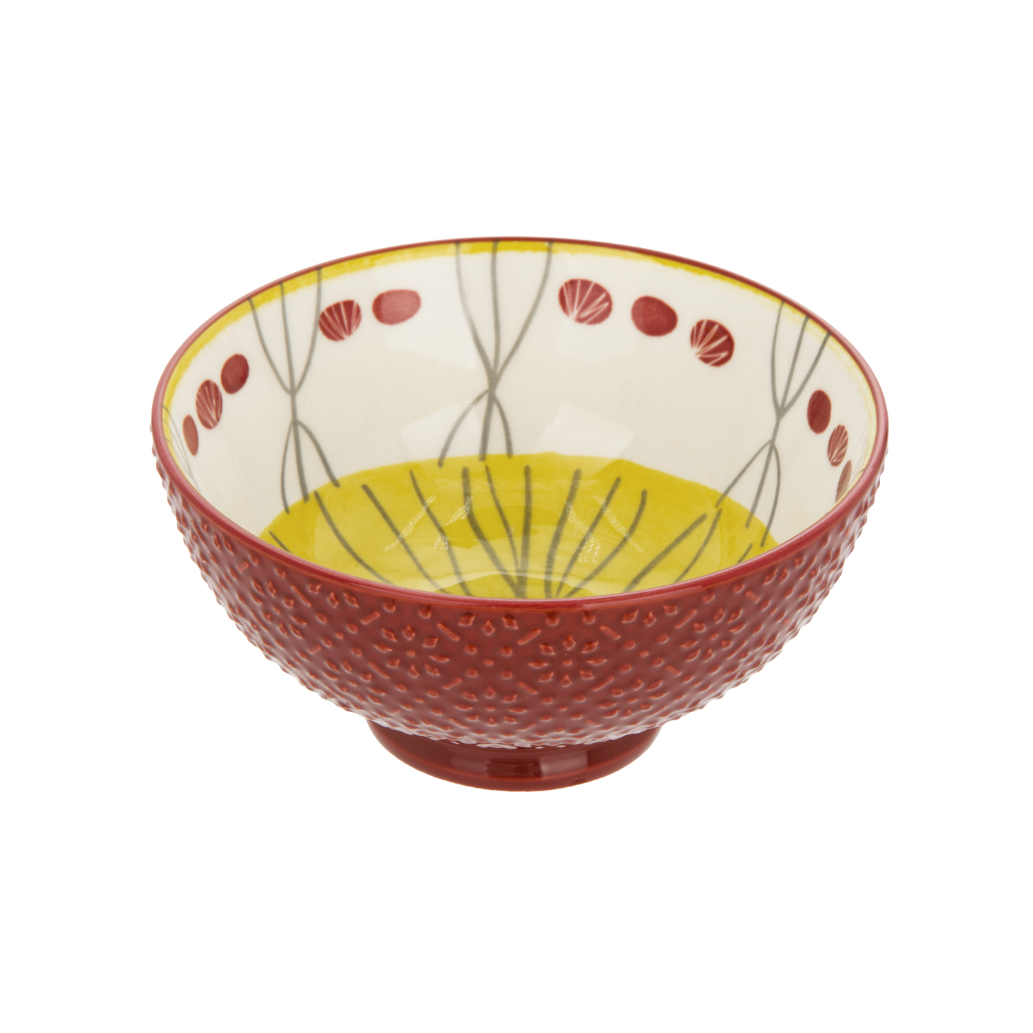 Ciotola decoro rosso giallo stoneware 12,5 cm Tages
