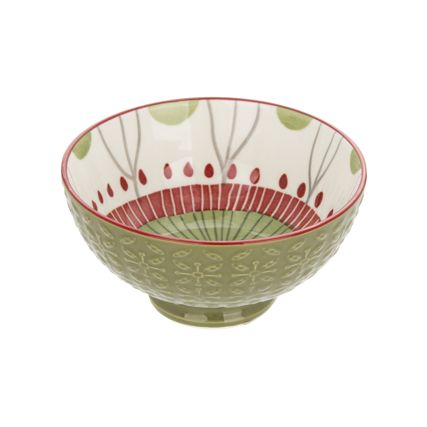 Ciotola decoro rosso verde stoneware 12,5 cm Tages