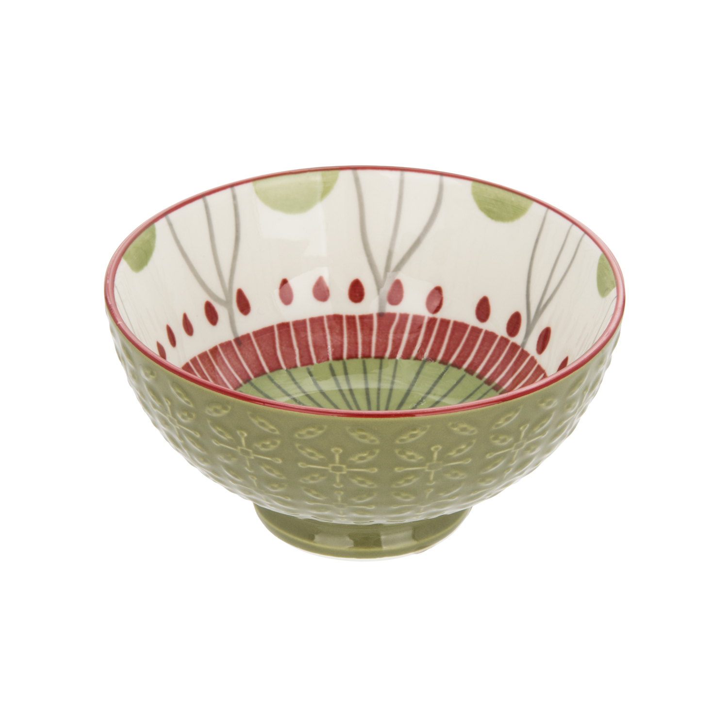 Ciotola decoro rosso verde stoneware 12,5 cm Tages