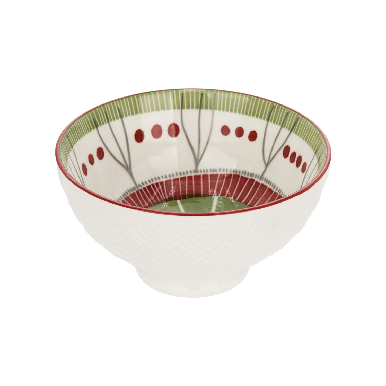 Ciotola decoro verde rosso stoneware 12,5 cm Tages