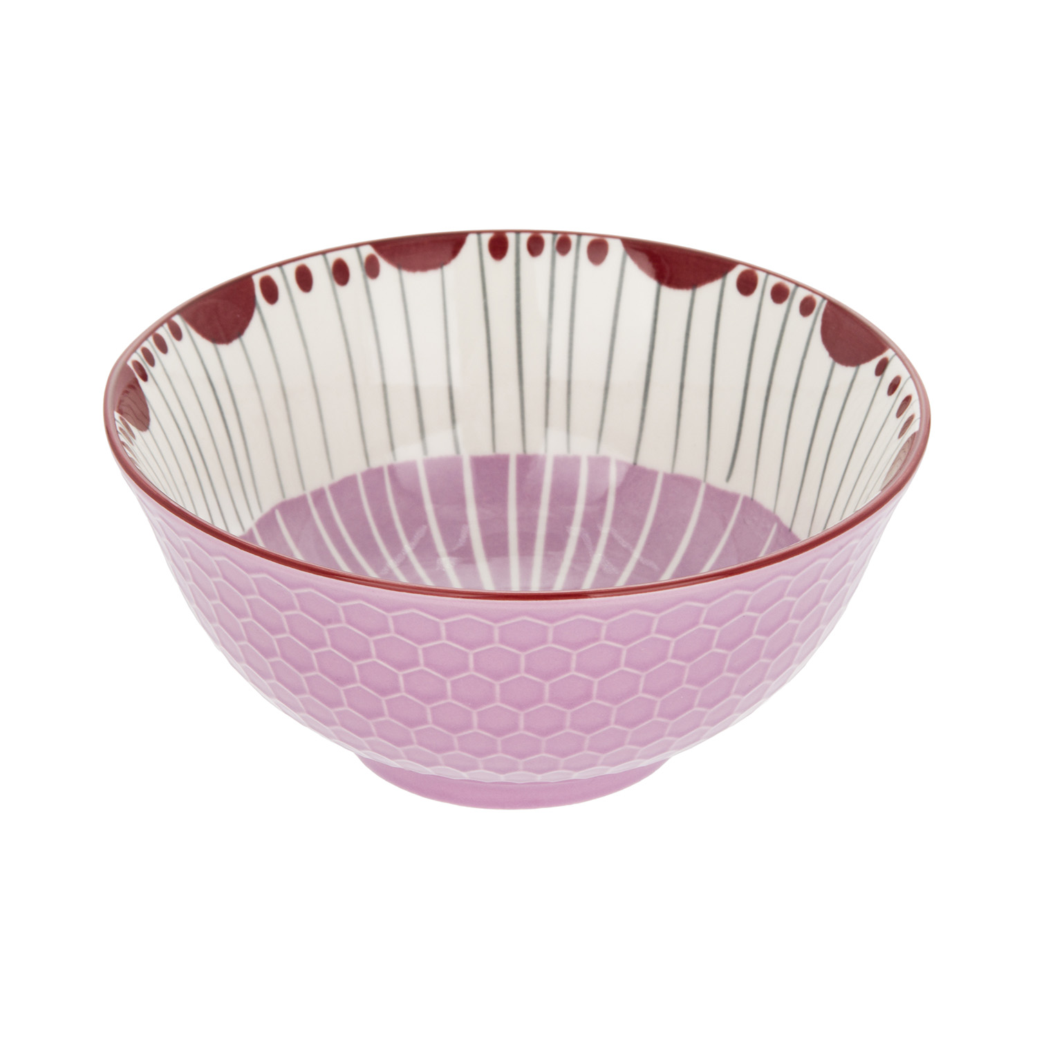 Ciotola decoro rosso lilla stoneware 15 cm Tages