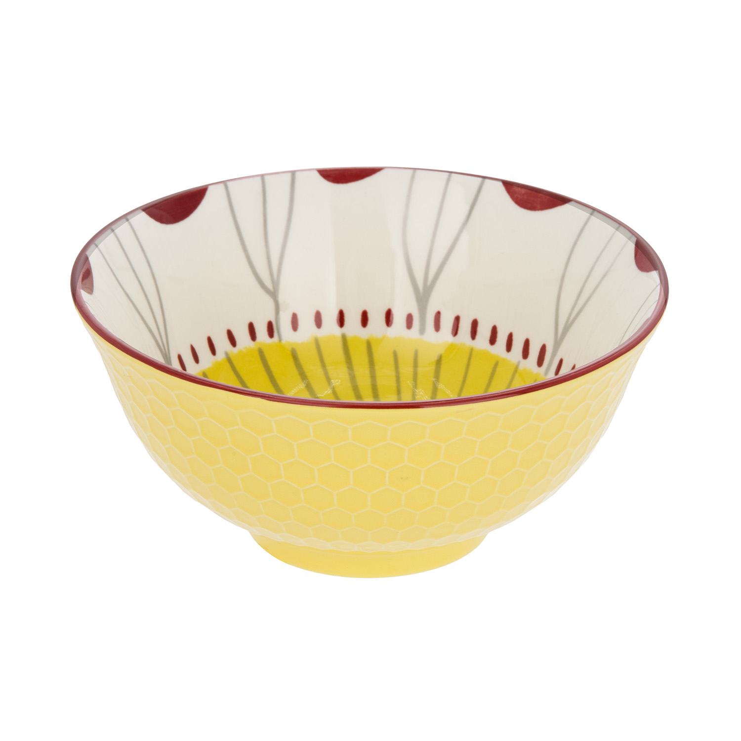 Ciotola decoro giallo rosso stoneware 15 cm Tages
