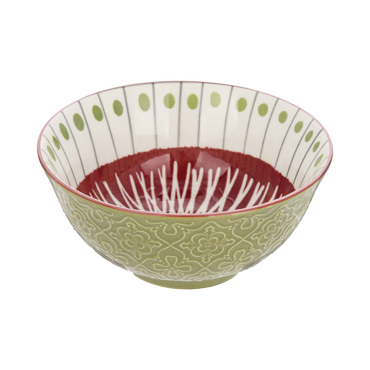 Ciotola decoro rosso verde stoneware 15 cm Tages