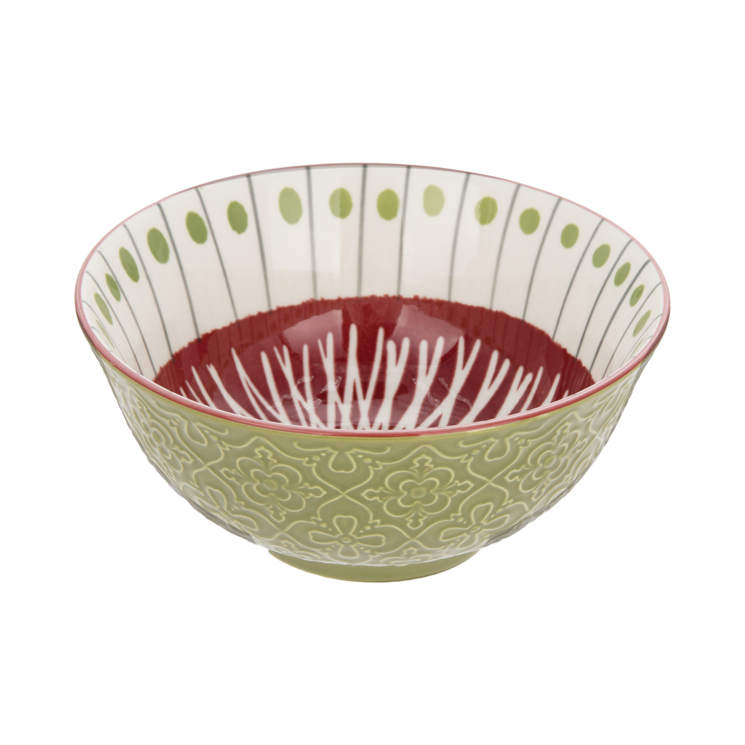 Ciotola decoro rosso verde stoneware 15 cm Tages
