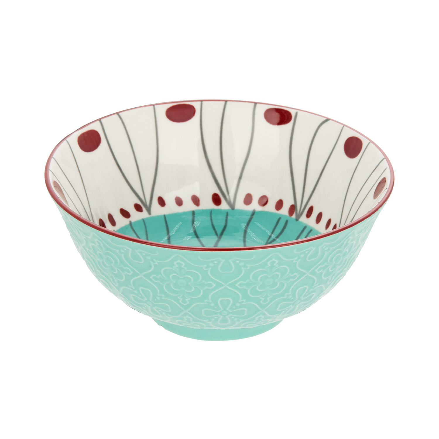 Ciotola decoro rosso azzurro stoneware 15 cm Tages