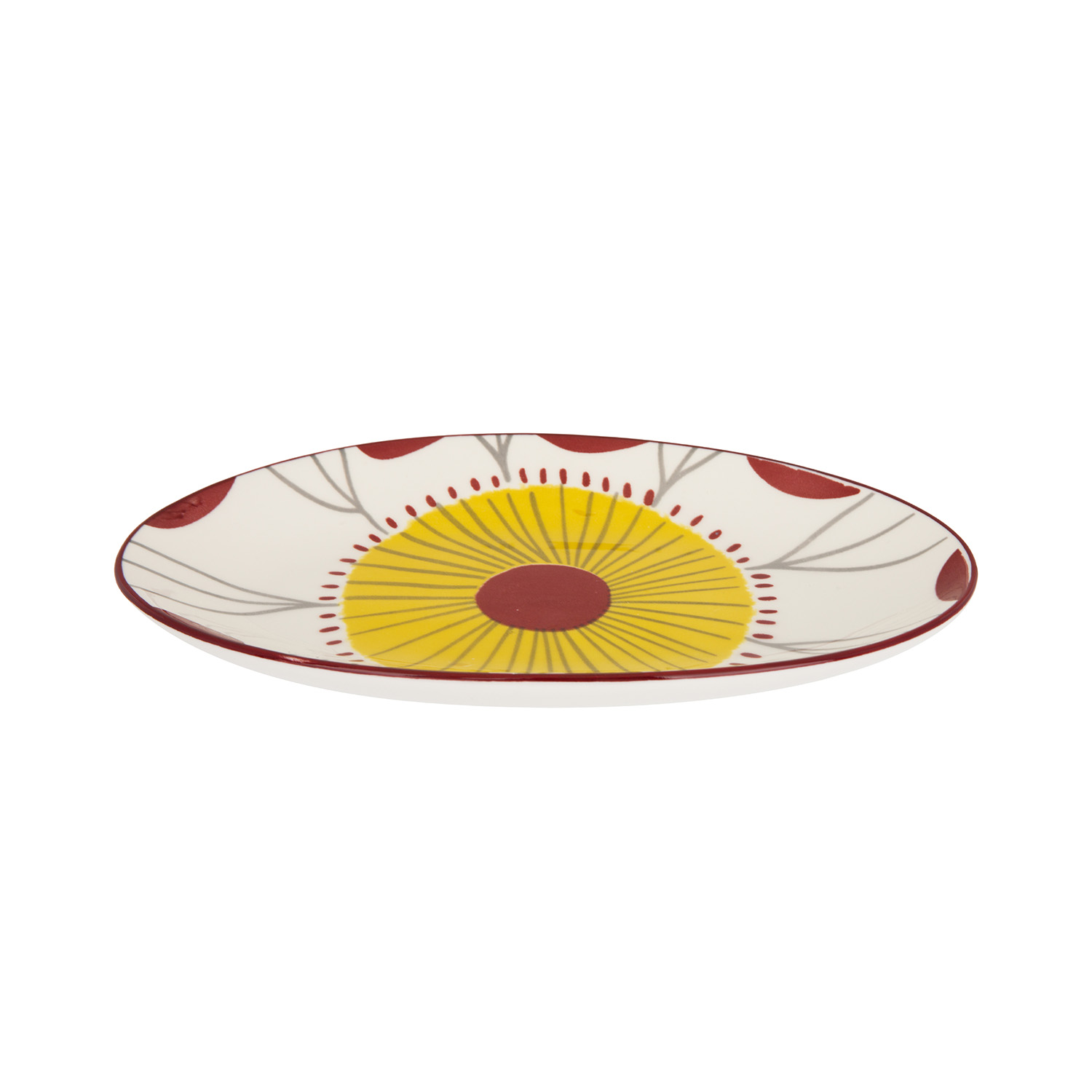 Piatto portata ovale giallo rosso stoneware Tages
