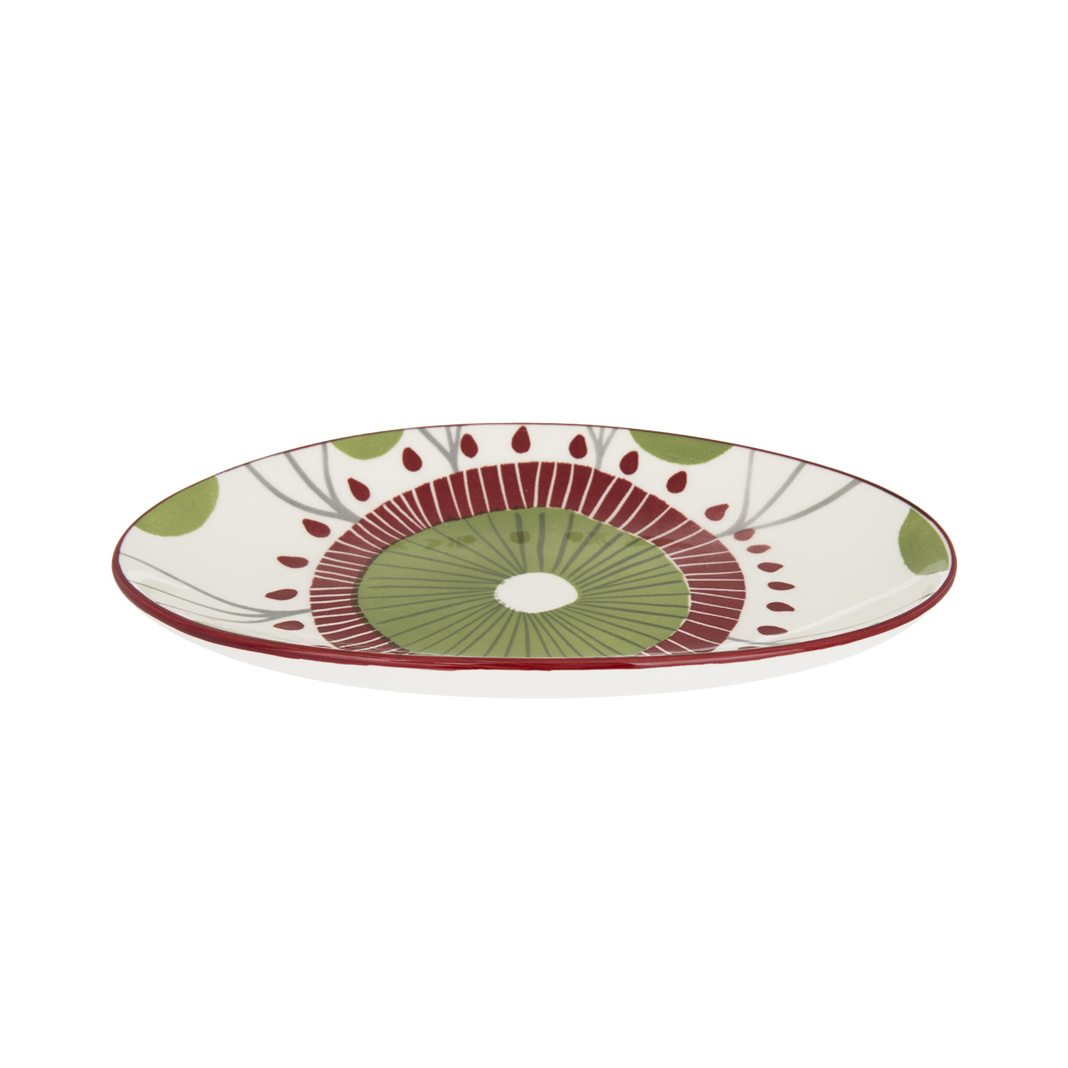 Piatto portata ovale verde rosso stoneware Tages