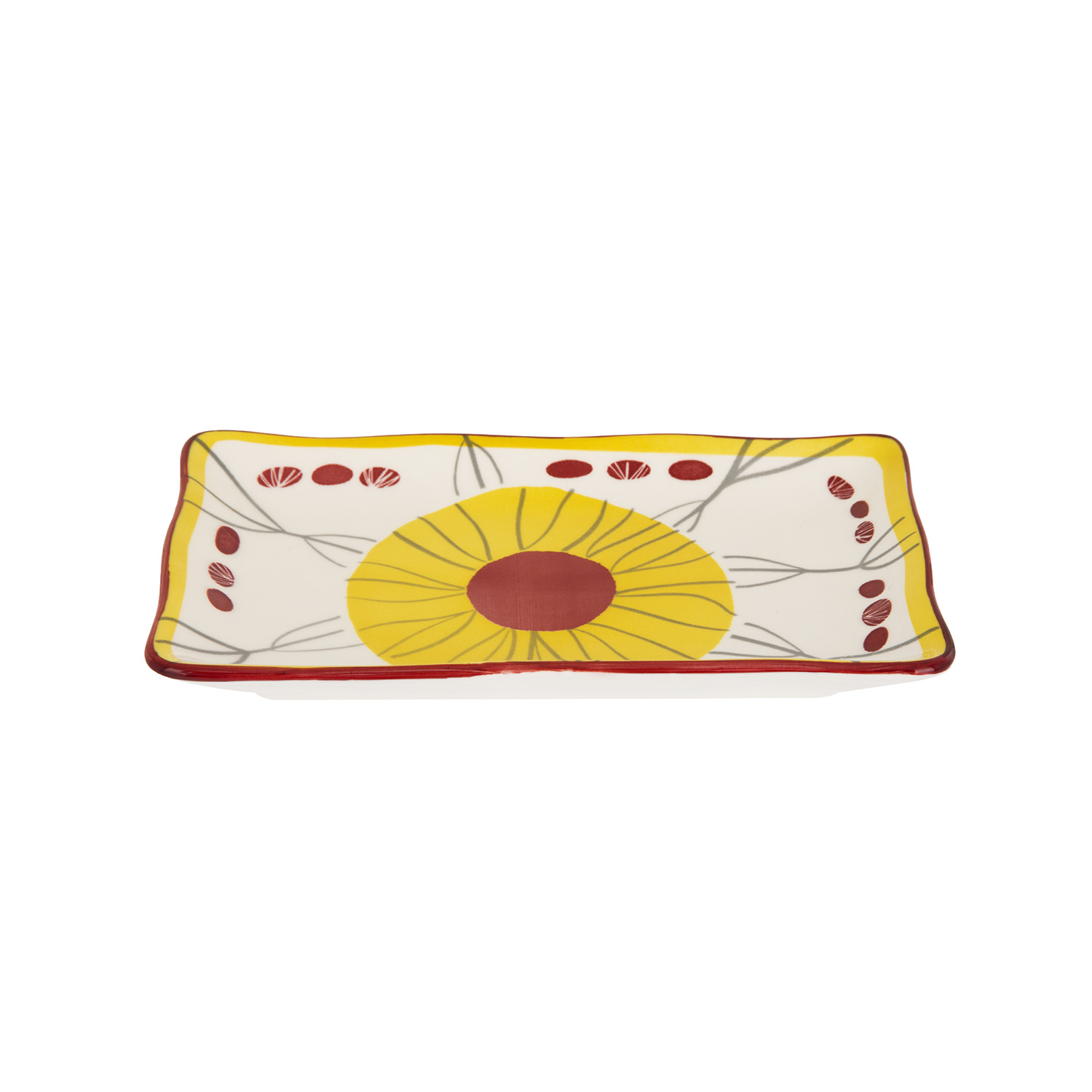 Piatto portata 20x12 cm giallo rosso stoneware Tages