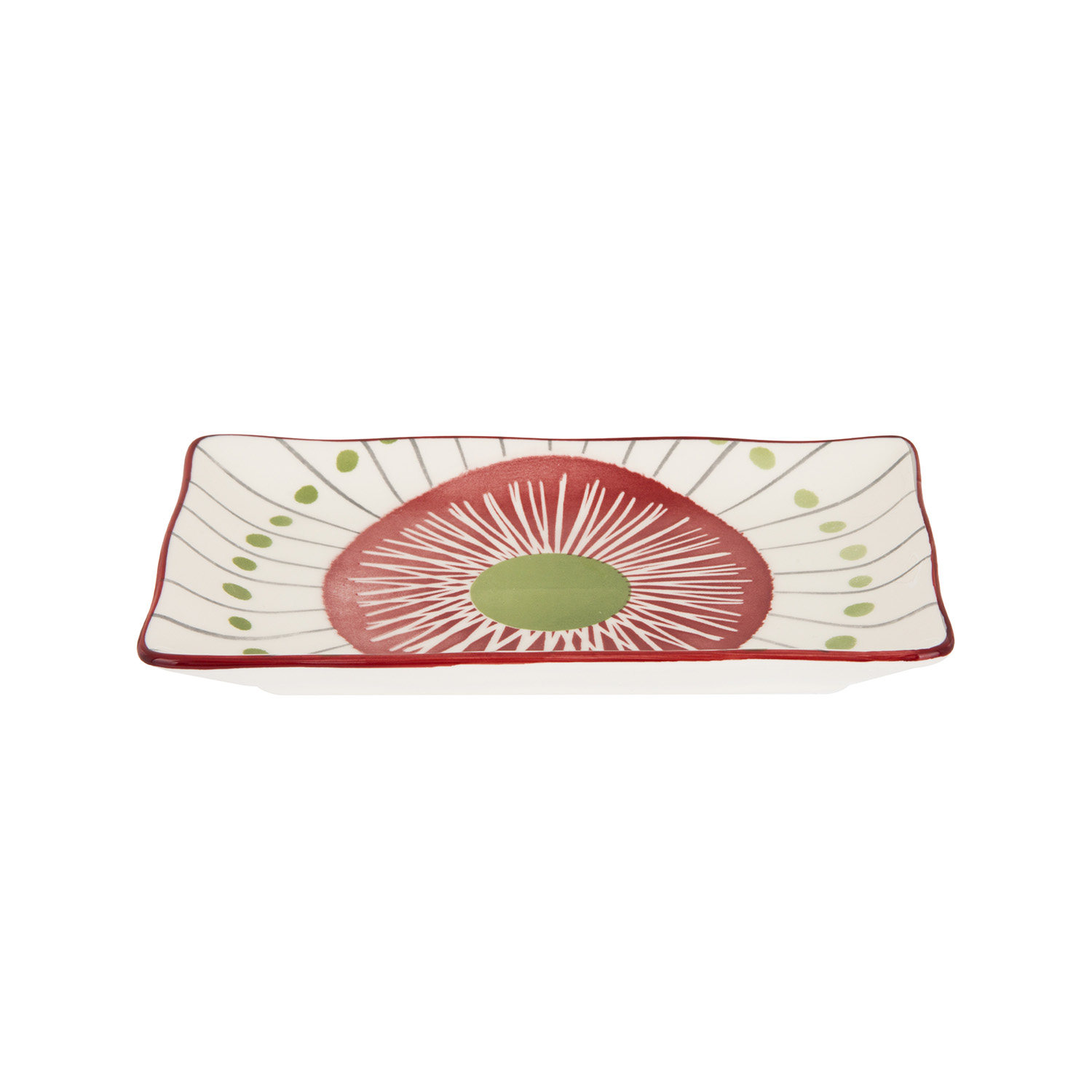 Piatto portata 20x12 cm verde rosso stoneware Tages